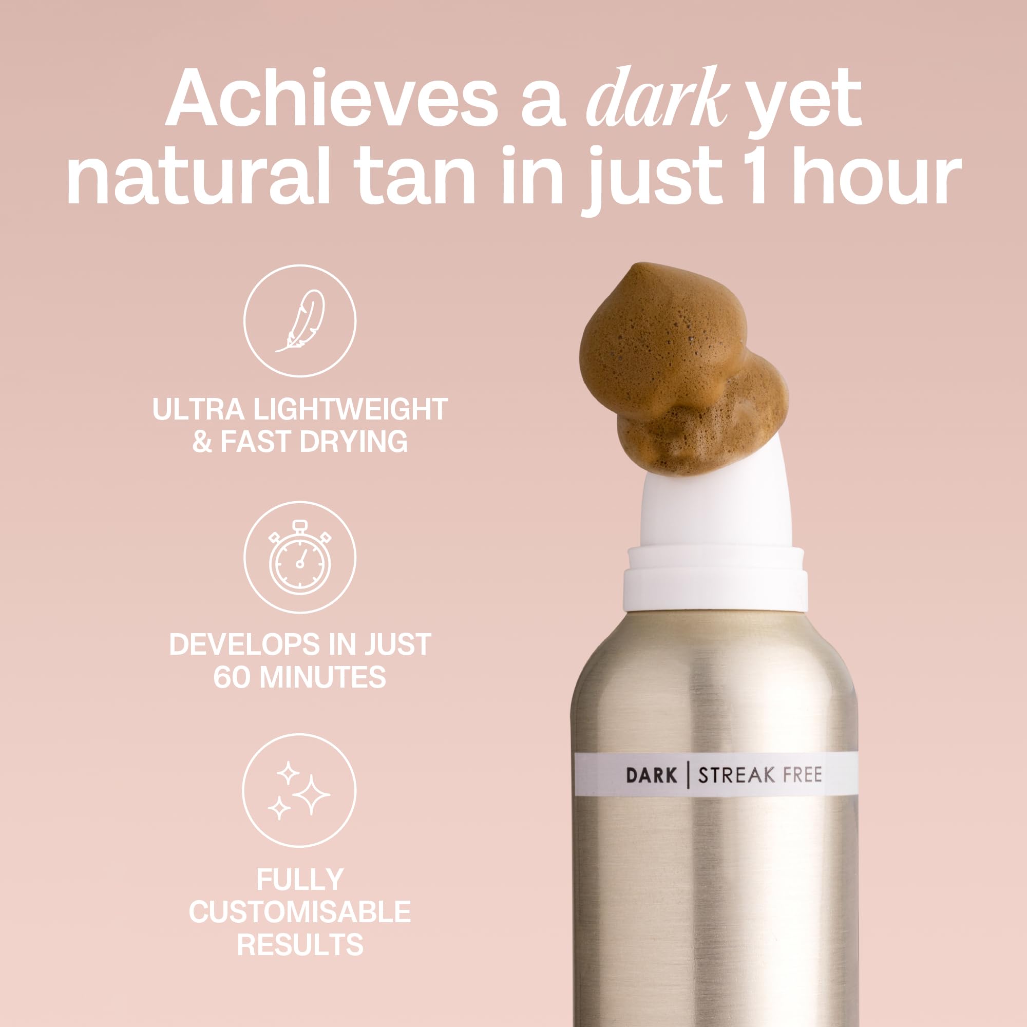 Bali Body 1 Hour Express Self Tan - Dark Shade, Quick Drying Tanning Foam, Streak-Free Customizable Tanner | Suitable For All Sk