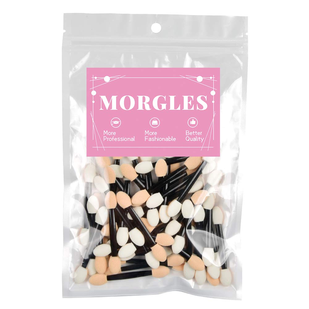 MORGLES 50pcs Eyeshadow Applicators, Double-Sided Makeup Sticks, Black, 2.4 Inch, Plastic