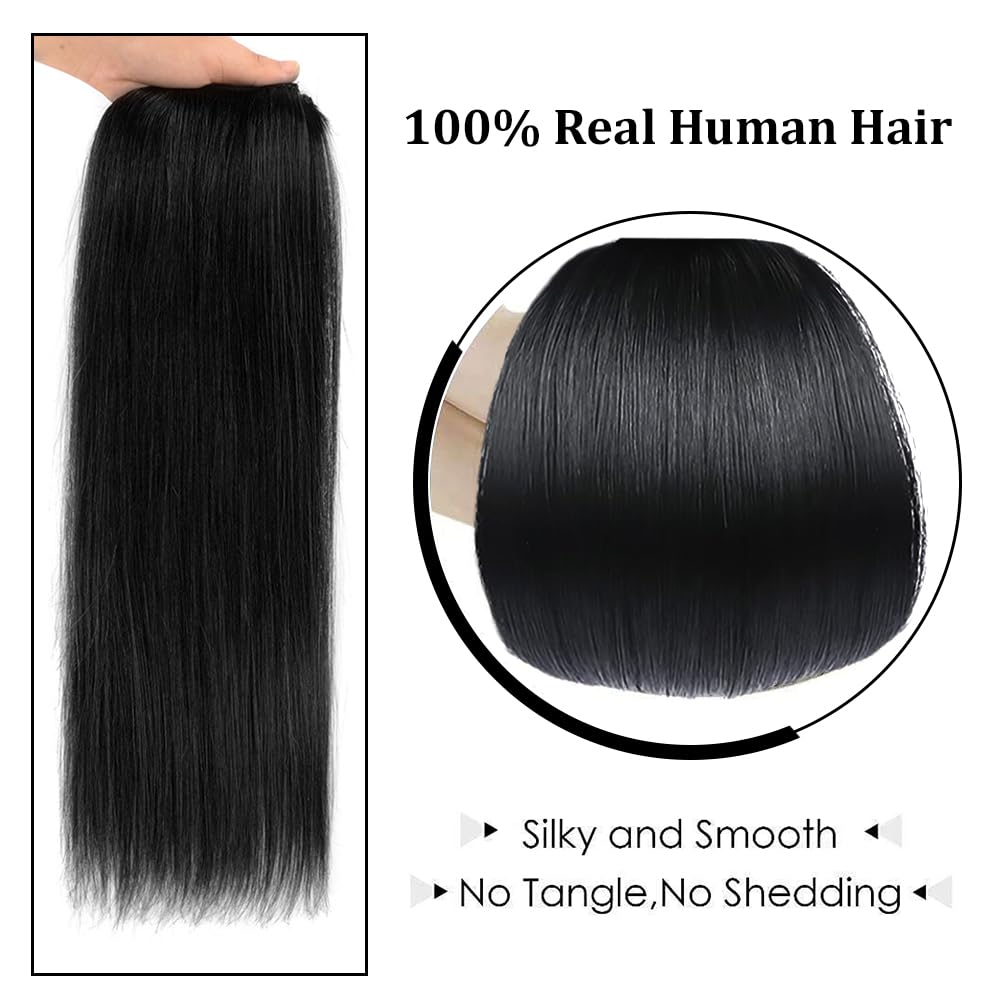 22'' Clip In Hair Extensions Real Human Hair For Women - Silky Straight Jet Black Human Hair Clip In Extensions 90Grams 4Pieces