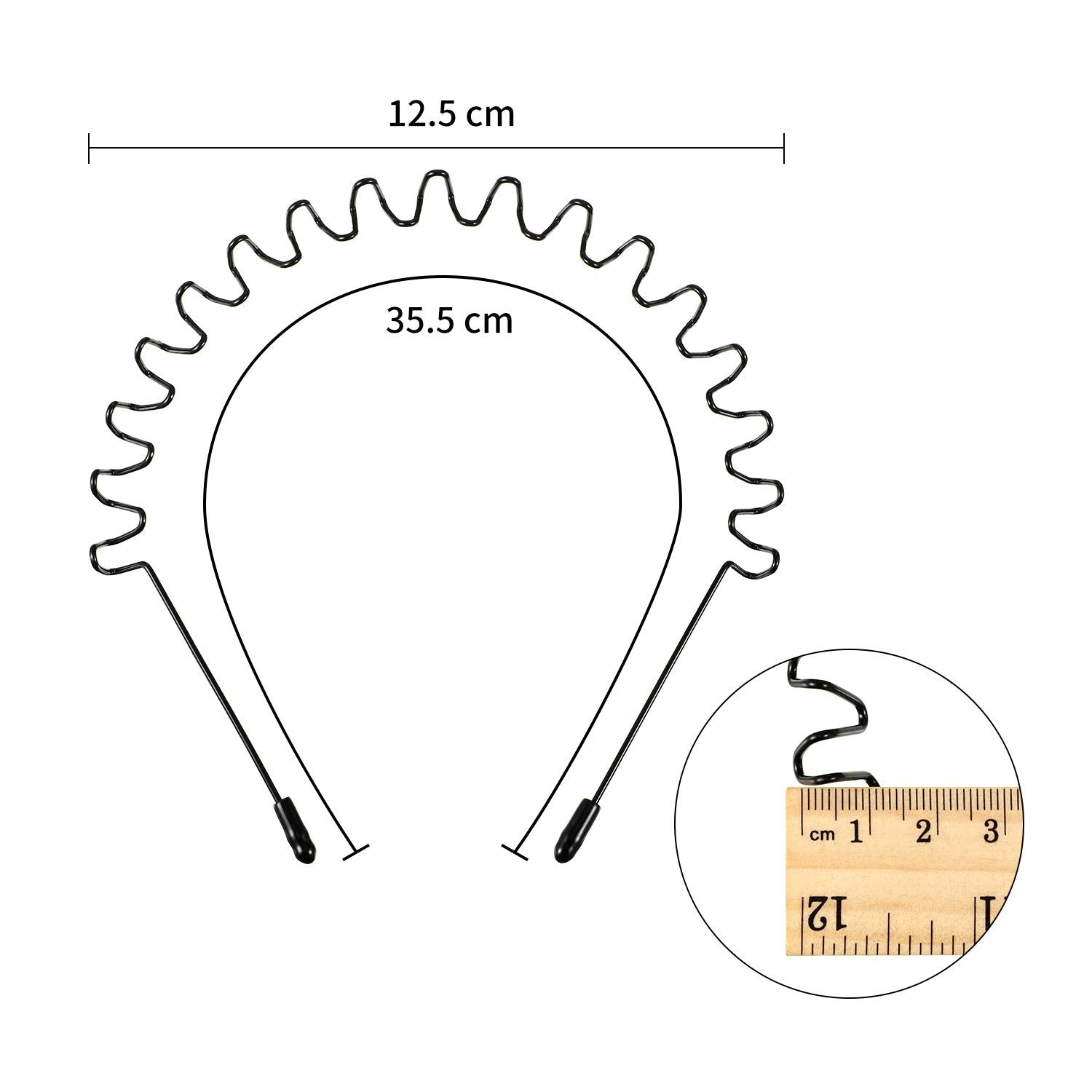 Willbond Hairband, 3 Pack Metal Headband For Men Unisex, Wavy Wired Zigzag Spring Sports Fashion Headwear, Non Slip Hair Hoop, H