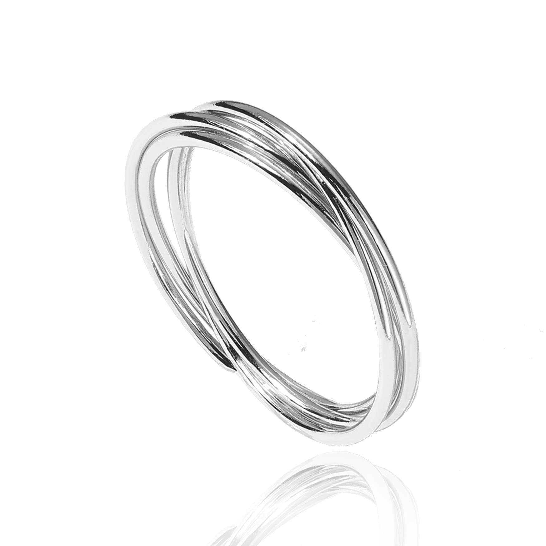 PAVOI Four Way Spinning Anxiety Ring (interlocked, White Gold, 5)