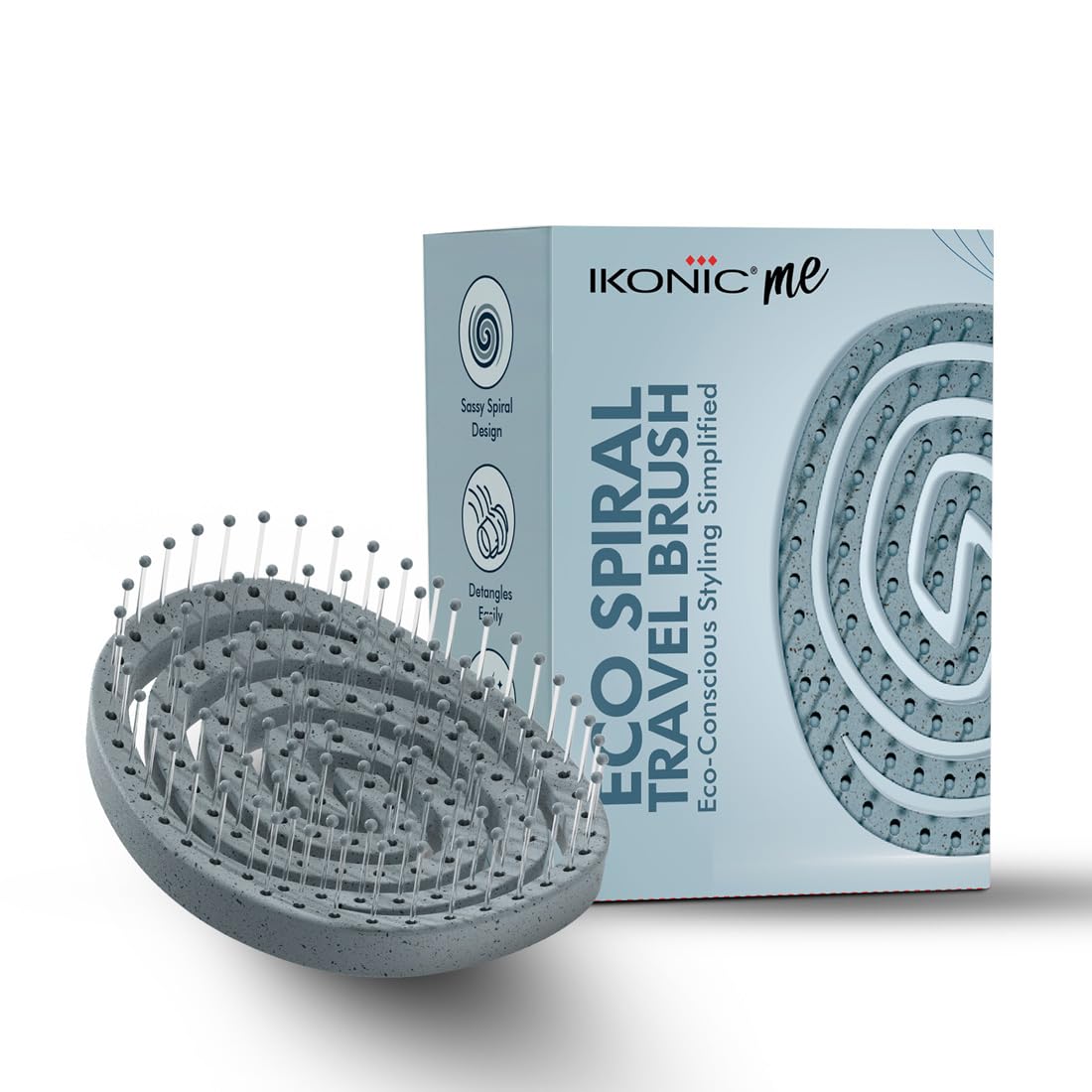 Ikonic Me Spiral Vent Travel Hair Brush Ikm2109, Eco Conscious, Lightweight & Compact,Tangle Free Detangling, Wet & Dry Use, An