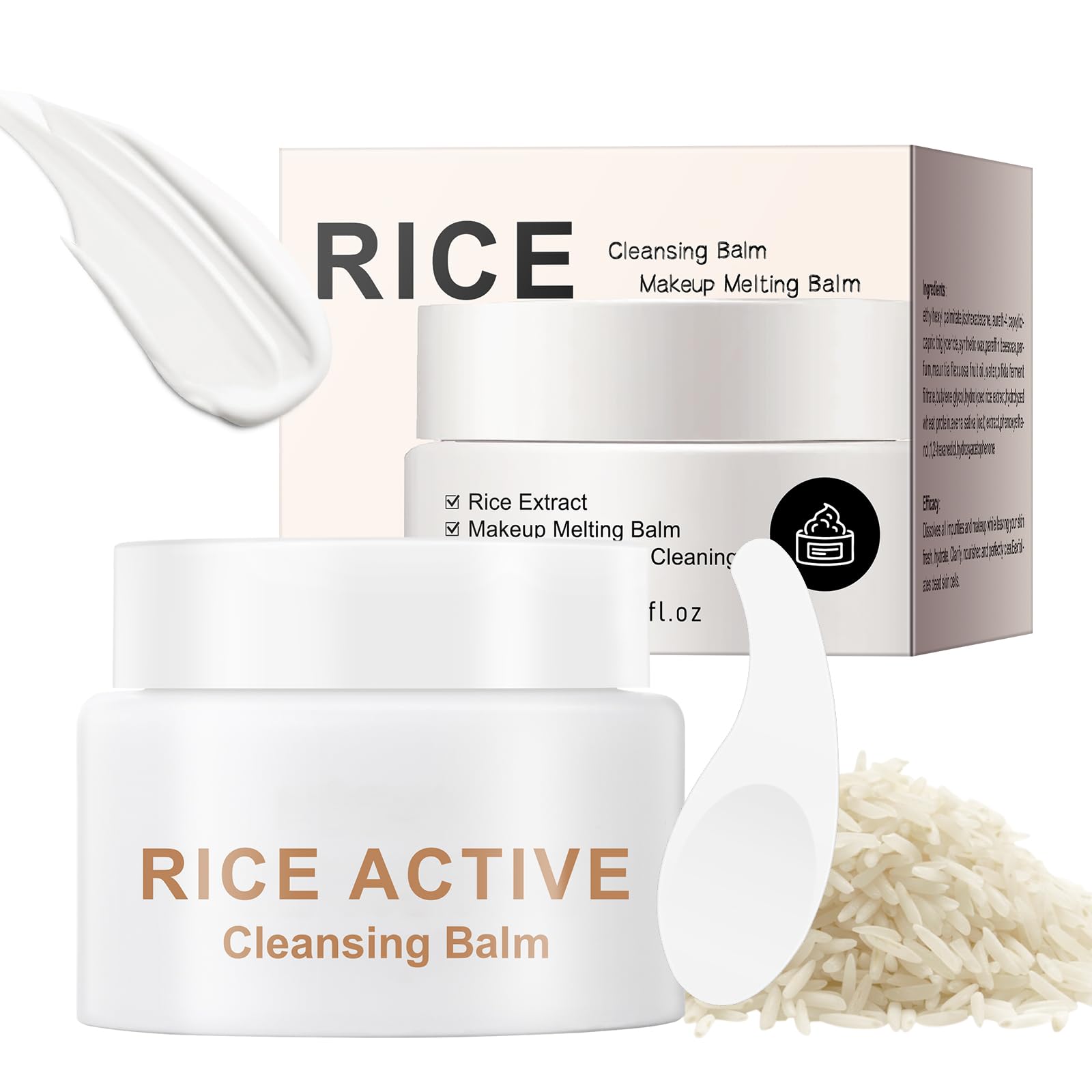 GUOYAOLIFU Cleansing Balm, Rice Water Makeup Remover Balm, Effortlessly Removes Makeup With Rice To Nourish & Hydrate, Soothing 