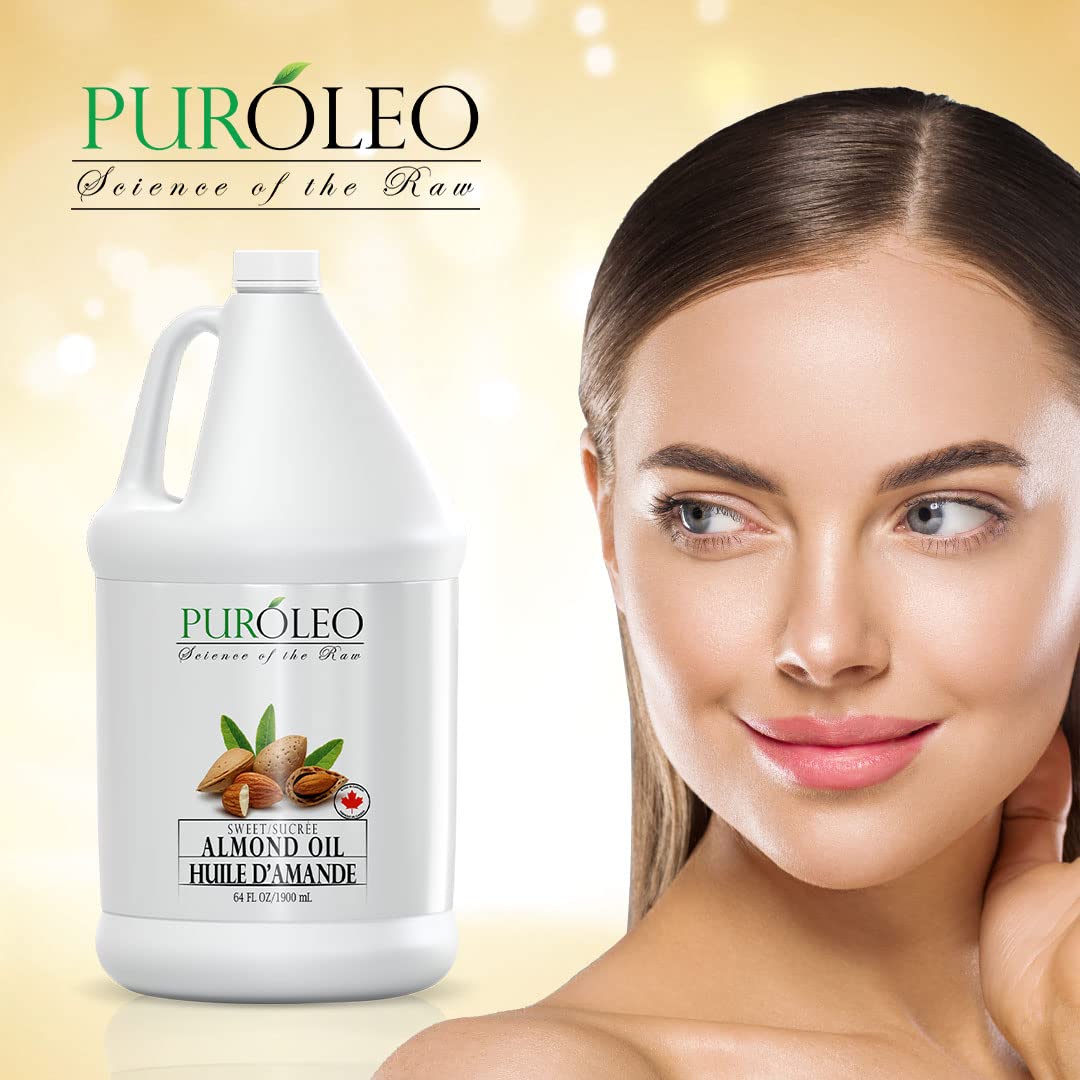 Puroleo Sweet Almond Oil 64 Fl Oz/1900 Ml 100% Natural And Pure | Moisturizer & Carrier Oil | Beauty & Diy Blends, Massage Oil,