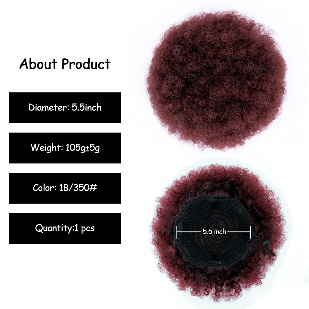 Yinmei Baibian Large Afro Puff Drawstring Ponytail Kinky Curly High Puff Ponytails Bun Hairpiece Synthetic Kanekalon African Ame