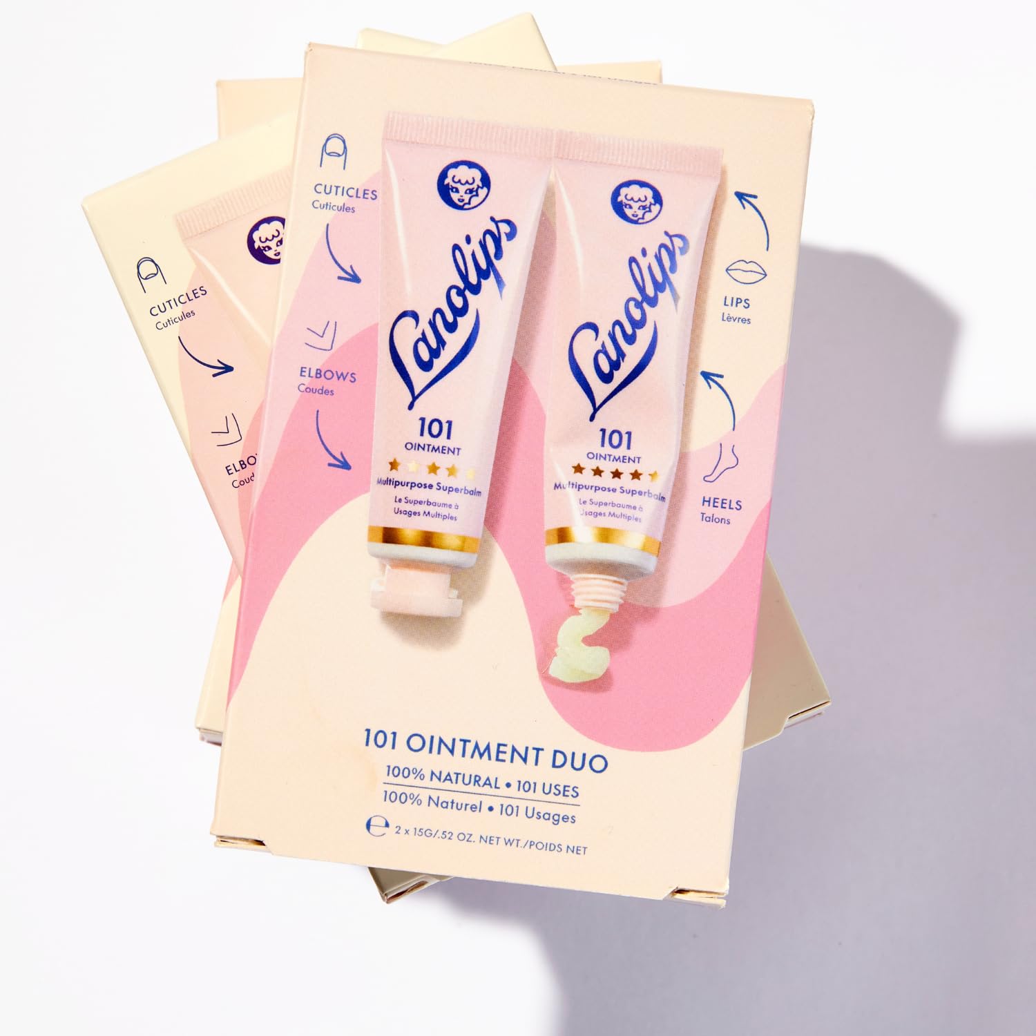 Lanolips 101 Ointment Multi-Balm Duo, Original Superbalm - Contains Pure Lanolin Oil For Smooth, Hydrated, & Healthy Lips - Natu
