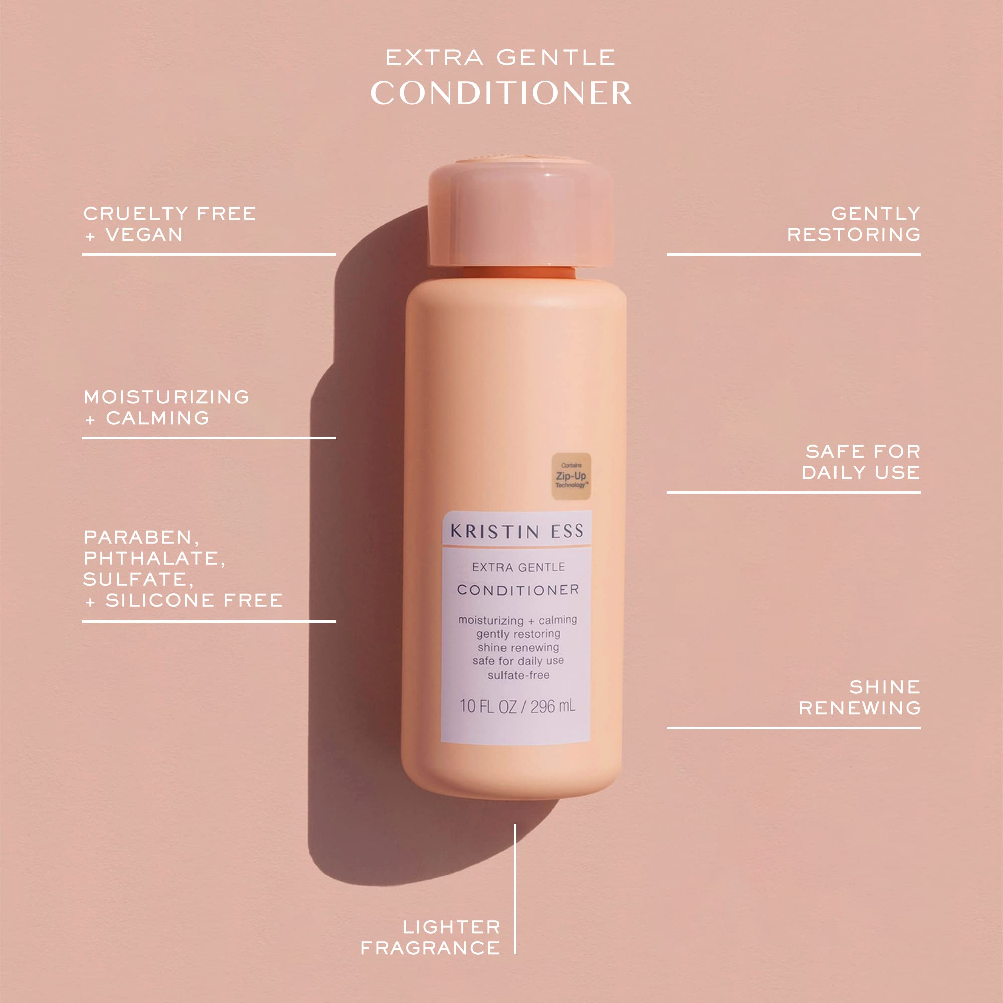 Kristin Ess Hair Extra Gentle Shampoo + Conditioner Bundle - Sensitive Skin + Scalp, Cleanses, Nourishing + Calming, Hydrating C