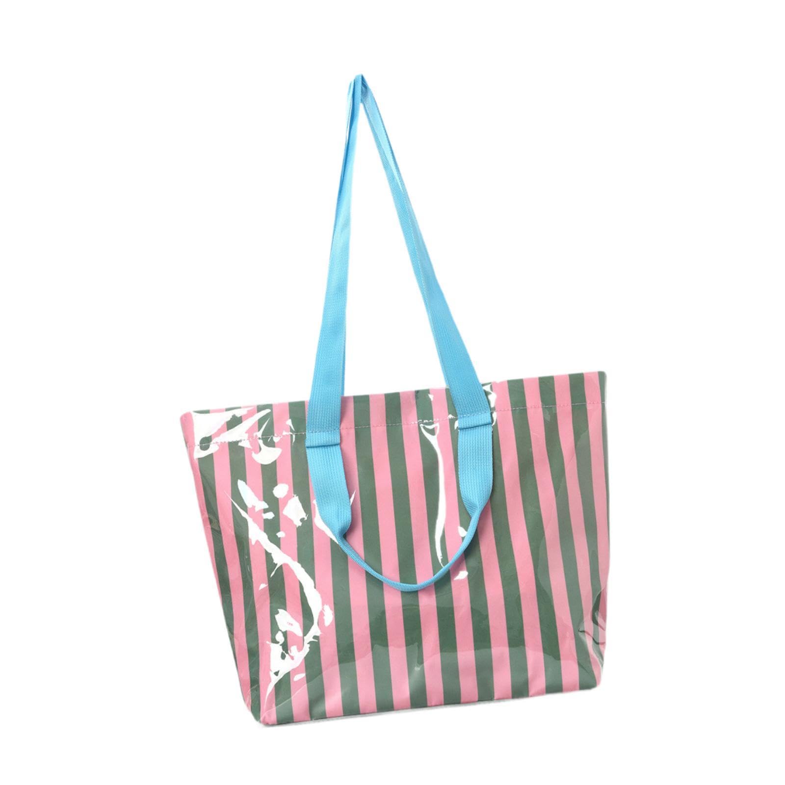 Enakshi (Label) Pexorva Beach Tote Bag Large Capacity Casual Weekend Bag For Errands Shopping Picnic Green Pink|Clothing Shoes &