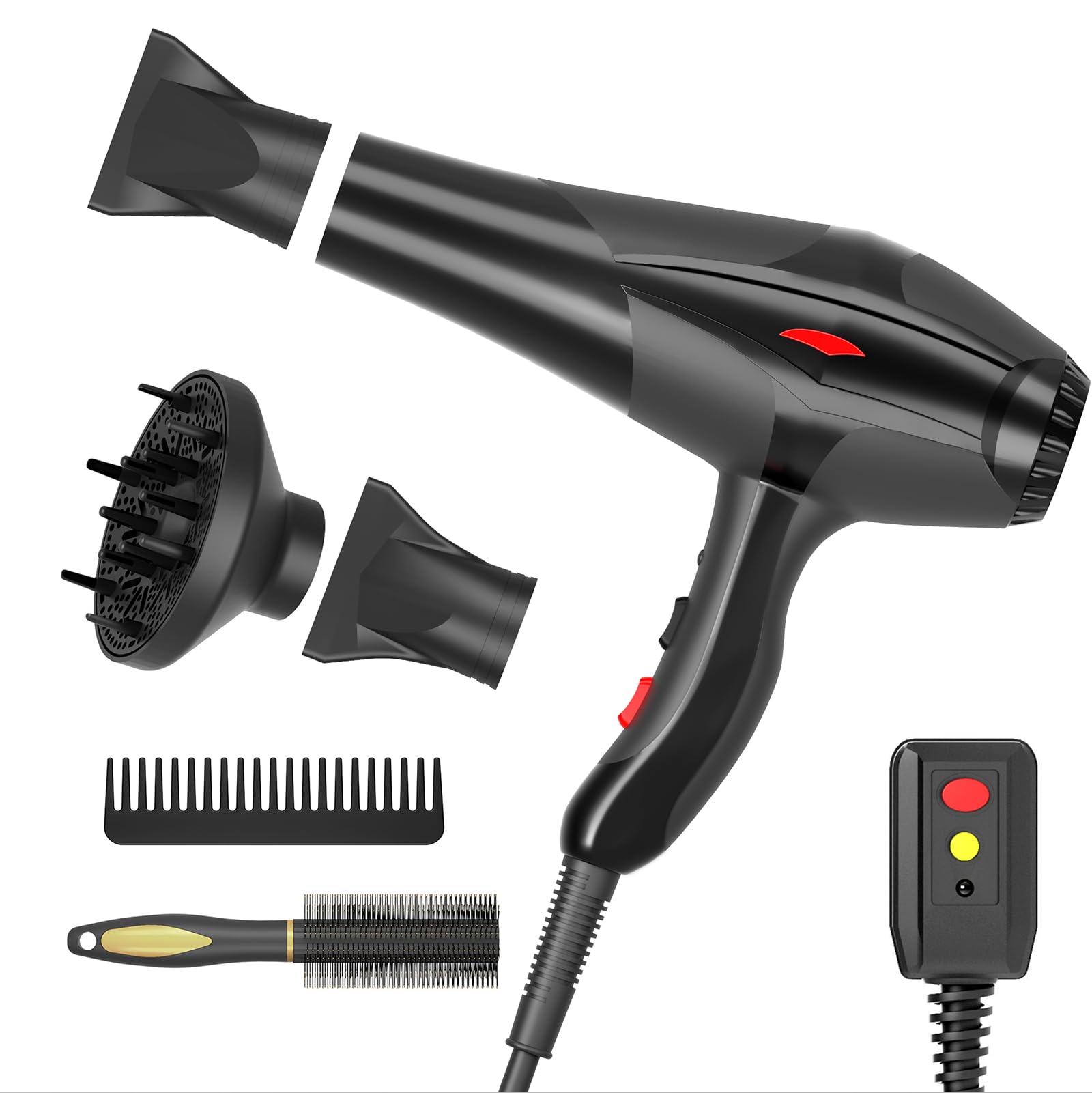 Hair Dryer Professional Ionic Salon Hair Dryer 2400W Powerful Fast-Drying Blue Light Ionic Hair Dryers with Diffuser, AC Motor C