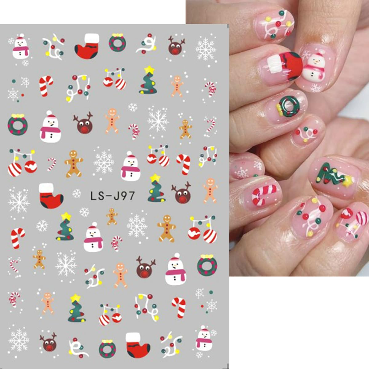 9 Sheets Christmas Nail Art Stickers 3D Self-Adhesive Winter Xmas Nail Decals Santa Claus Xmas Tree Snowman Elk Nail Design Stic