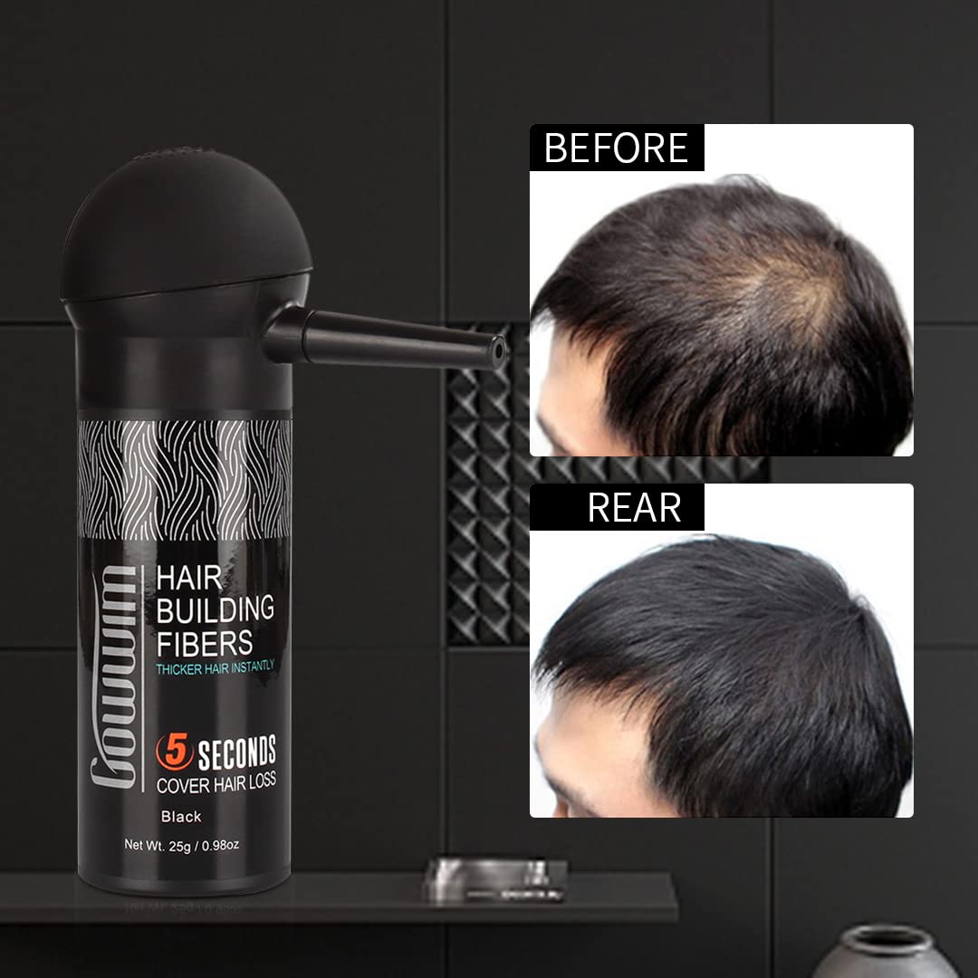 gowwim Hair Fibers for Thinning Hair 25g Hair Building Fibers 100% Undetectable,Instantly Cover Sparse Hair Areas-Bald Spots Cov