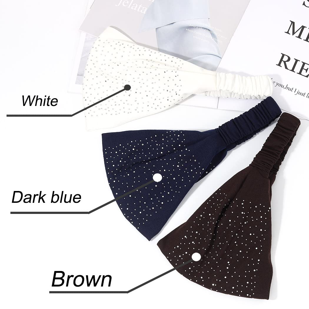 Cakure Crystal Wide Headbands Rhinestone Head Bands Black Turban Headband Elastic African Head Wraps Sport Hair Bands For Women
