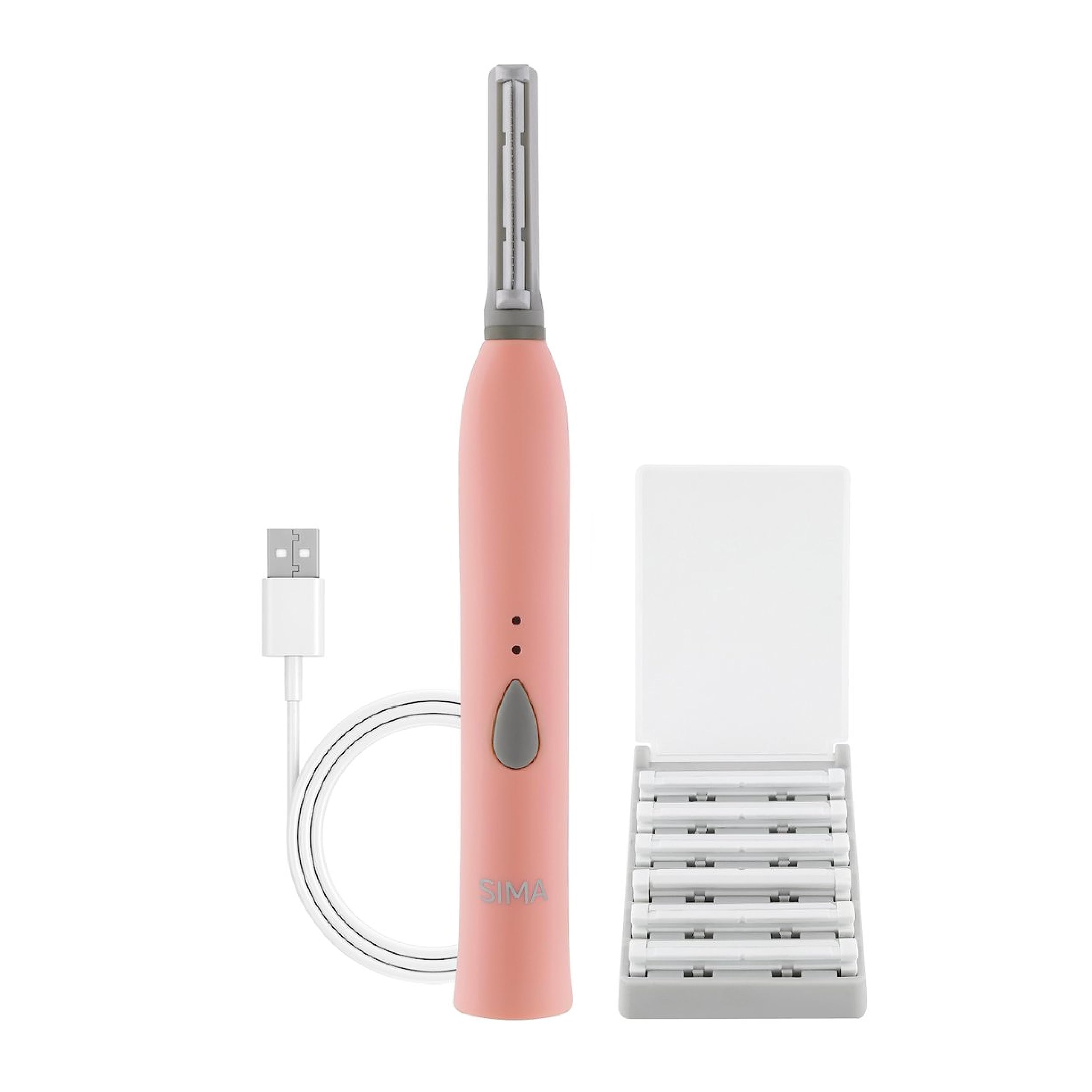 Spa Sciences - SIMA Dermaplaning Tool - Patented Painless 2 in 1 Facial Exfoliation & Peach Fuzz-Hair Removal System w/ 7 Weeks