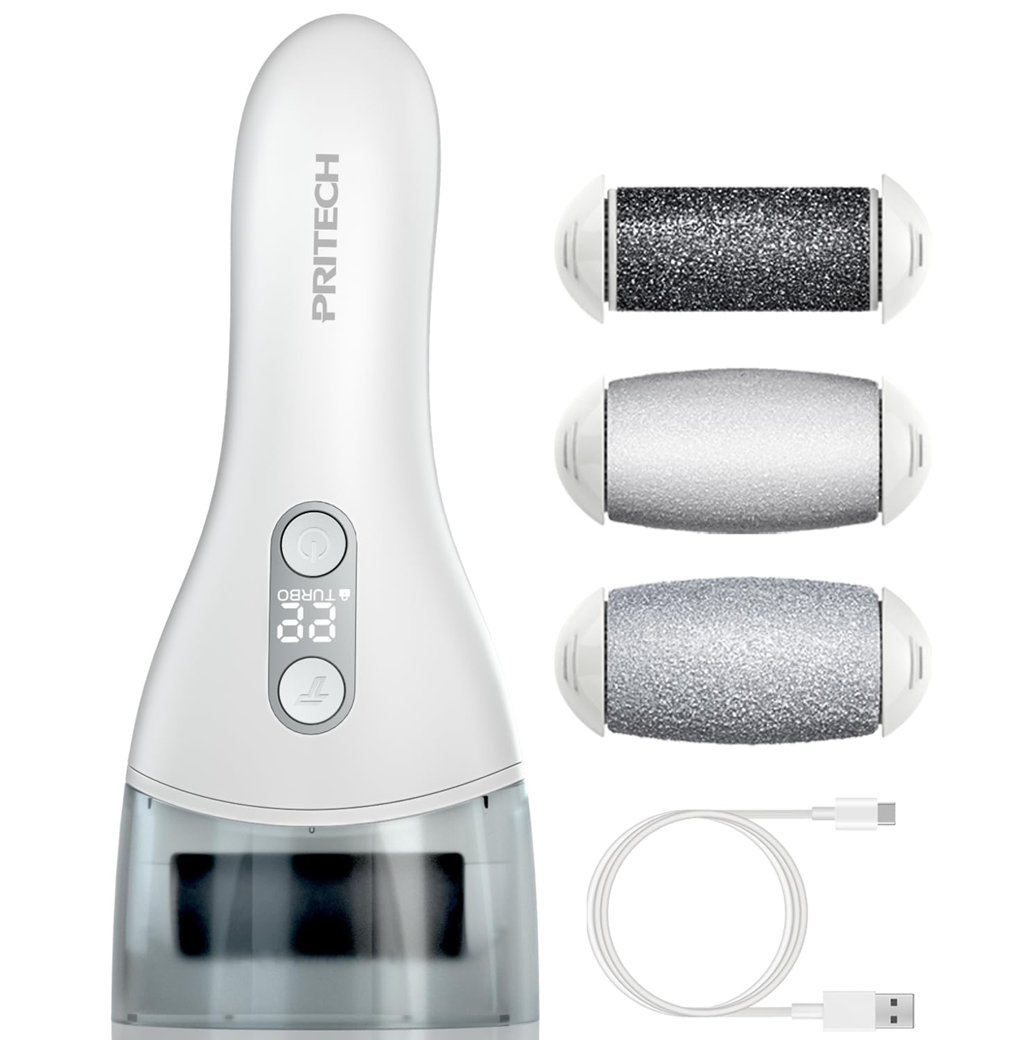 Electric Callus Remover For Feet,Pritech Rechargeable Foot File Electronic Pedicure Tools Kit For Calloused Removal, Waterproof