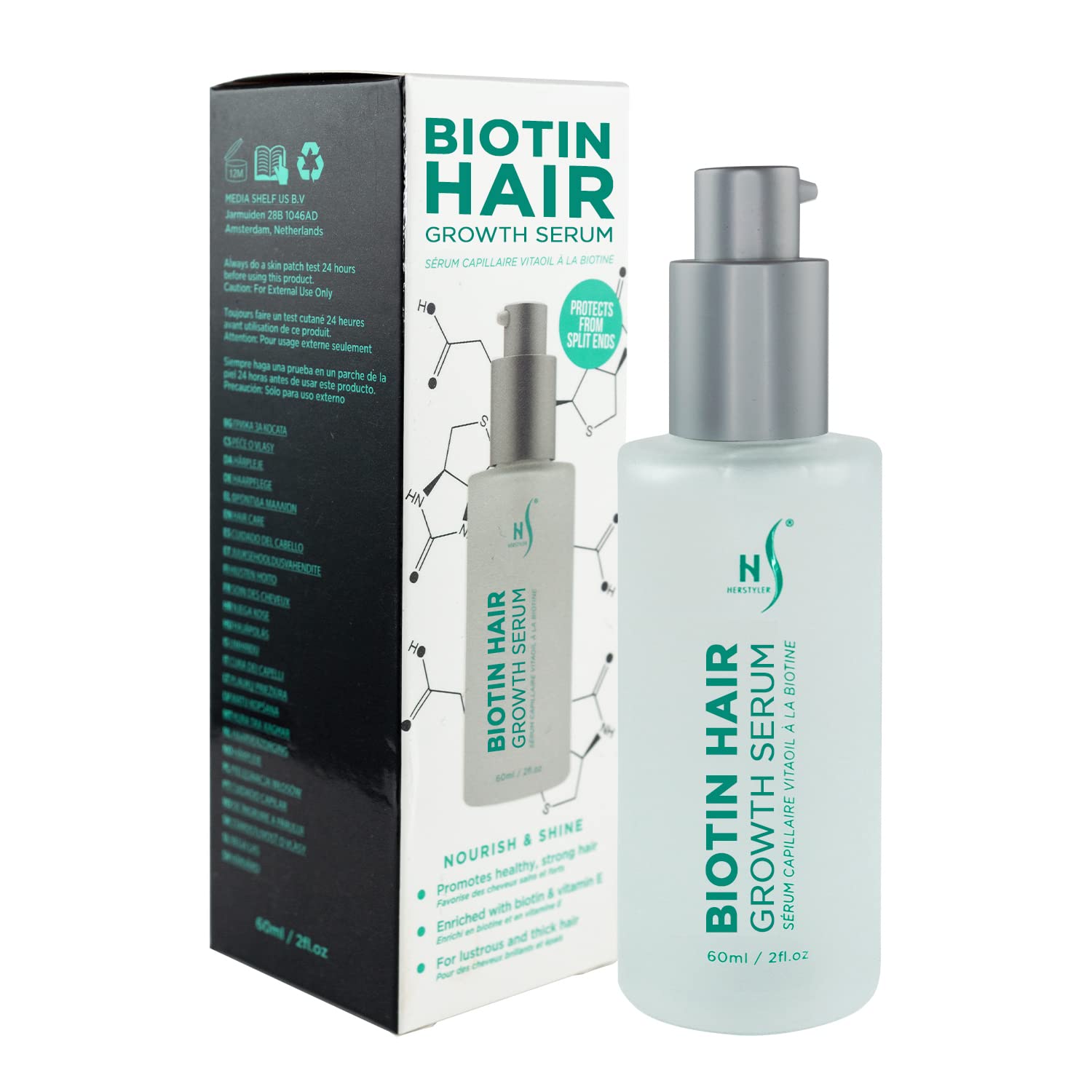 HerStyler Biotin Hair Growth Serum - Non-Greasy Hair Serum For Thinning Hair - Biotin Hair Serum with Vitamin B - Non-Sticky Hai