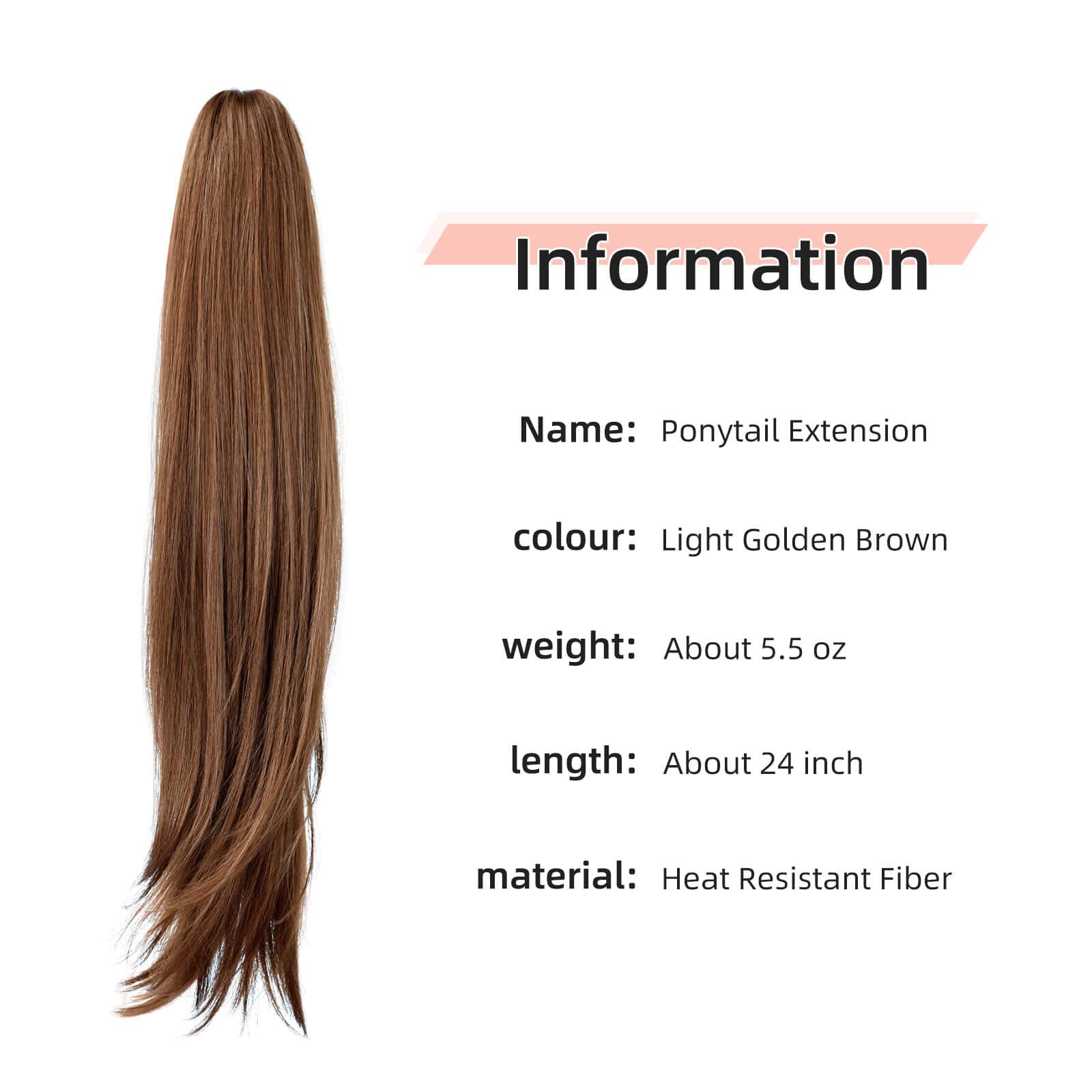 Heweicsy Ponytail Extensions,Hair Extension Ponytail 22'' Long Claw Hair Extension Synthetic Wavy Straight Hairpieces Ponytail C