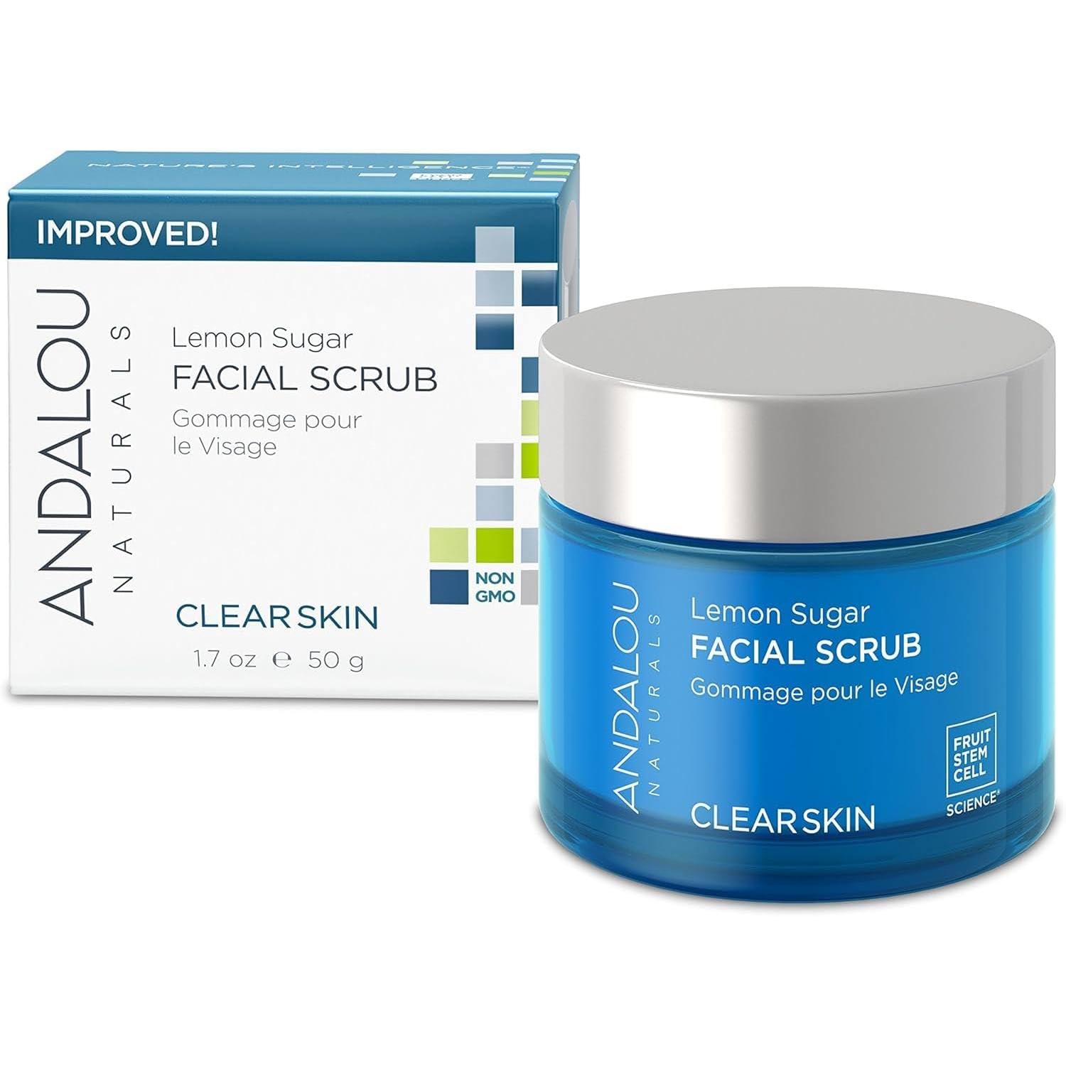 Andalou Naturals Lemon Sugar Facial Scrub, 1.7 oz., Gently Exfoliates and Cleanses for a Clearer, Brighter, and Balanced Looking