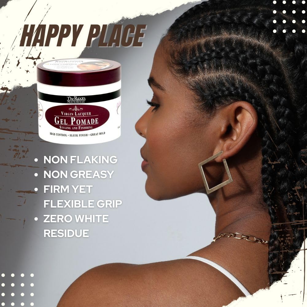 The Roots Naturelle Virgin Lacquer Gel Pomade For Edge Control (8 oz Jar)