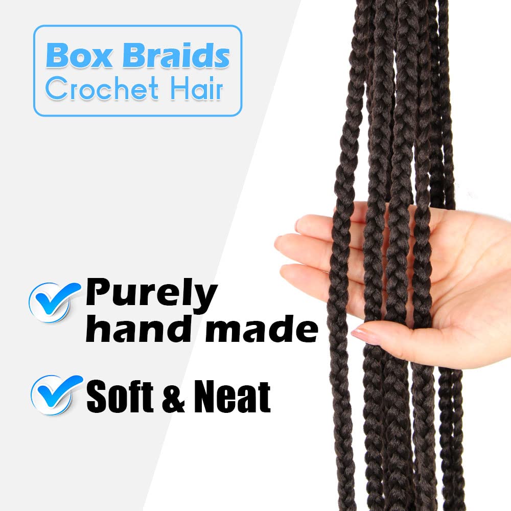 Bohobabe Box Braids Crochet Hair 12 Inch 8 Packs Prelooped, Medium Short Brown Knotless Crochet Box Braiding Hair (4#)