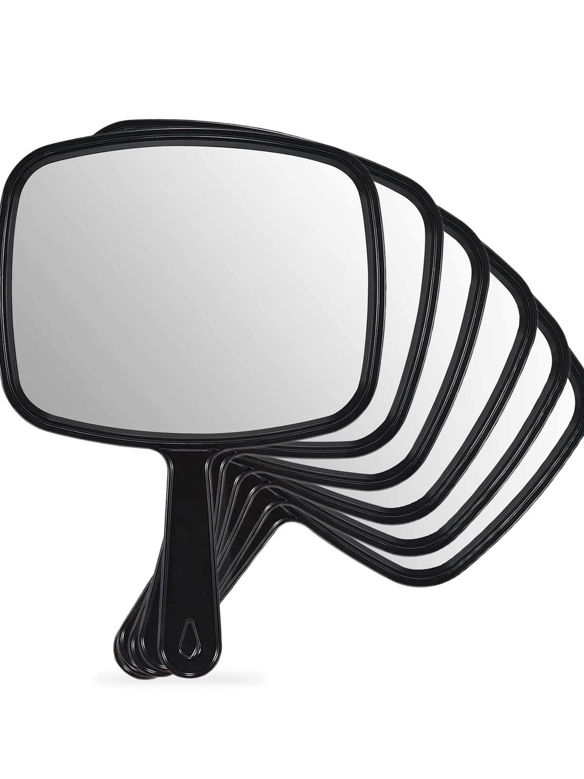 OMIRO Hand Mirror, All Black Handheld Mirror with Handle, 6.6'' W x 9.3'' L, Pack of 6