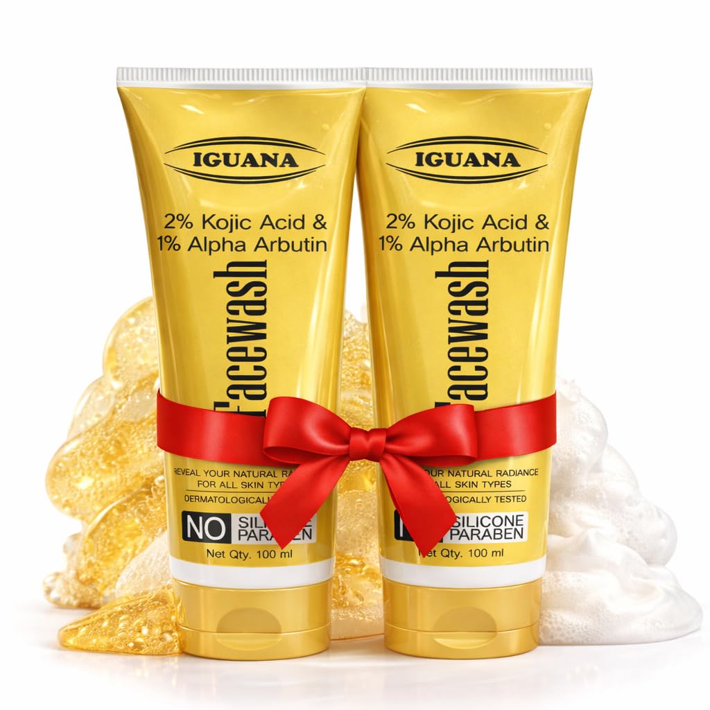 Iguana Kojic Acid & Alpha Arbutin Face Wash 100Ml  Brightening Face Cleanser For Dark Spots, Pigmentation & Uneven Skin Tone  