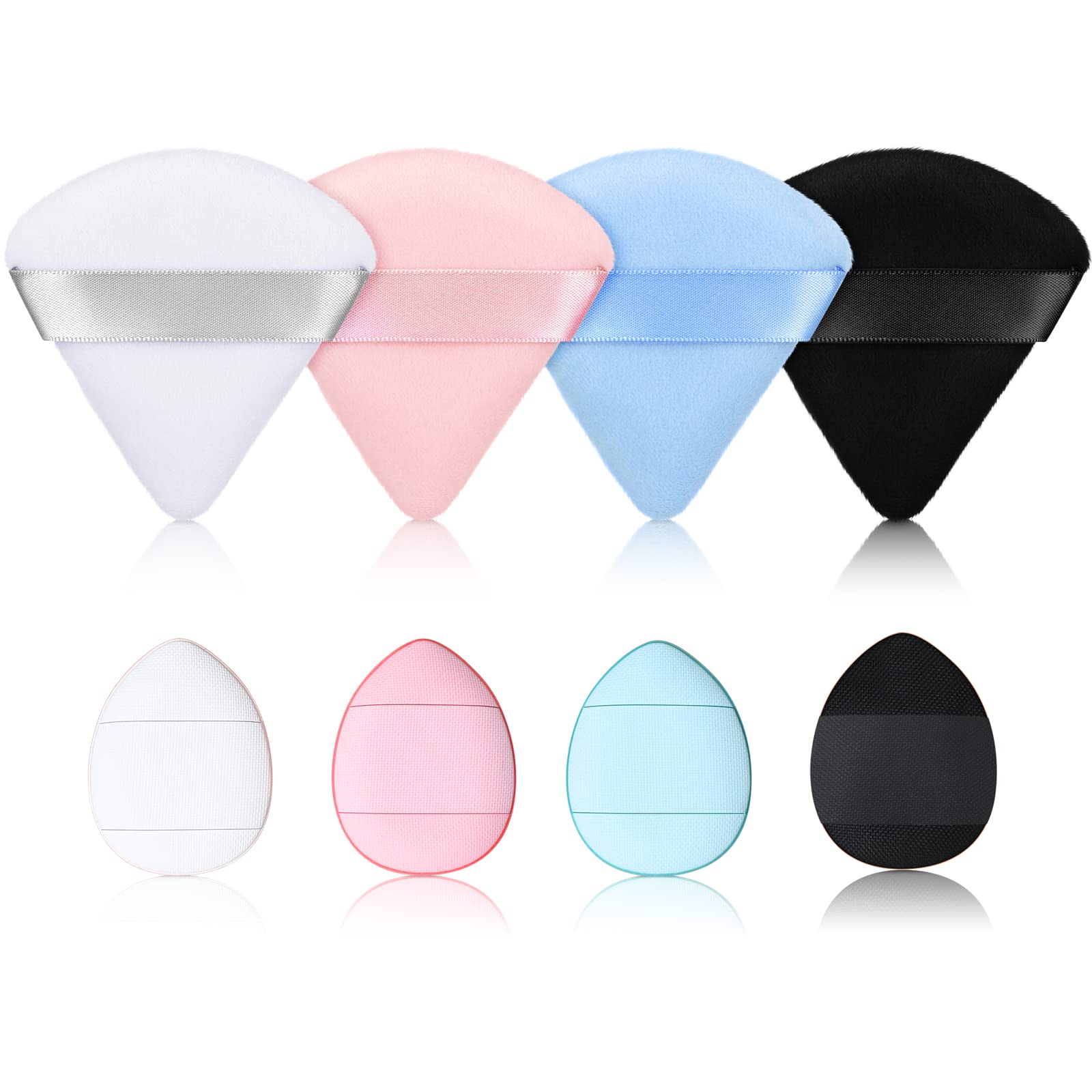 8 Pieces Powder Puff Soft Velour Puff Triangle Makeup Puff Water Drop Finger Puff Beauty Makeup Sponge Makeup Powder Pad Makeup