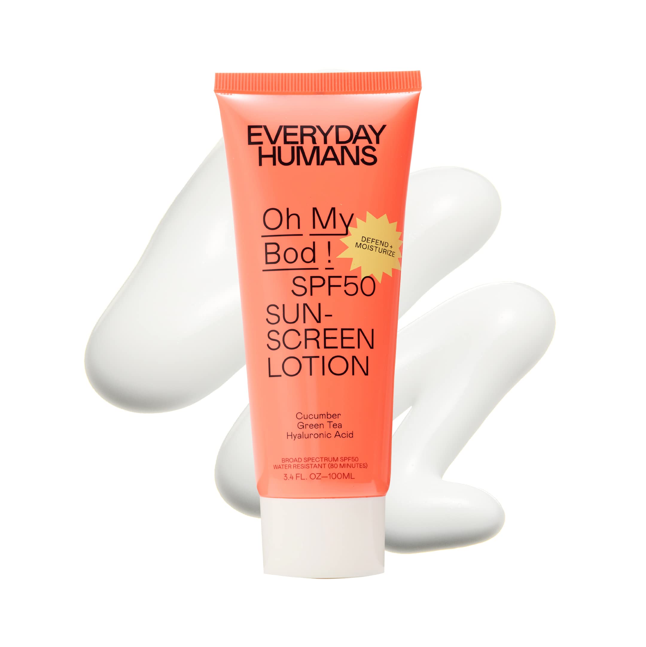 Everyday Humans Oh My Bod Spf50 Sunscreen Body Lotion 3.4 Oz | Travel Ultra Light & Invisible Spf | Sweat & Water Resistant | Do