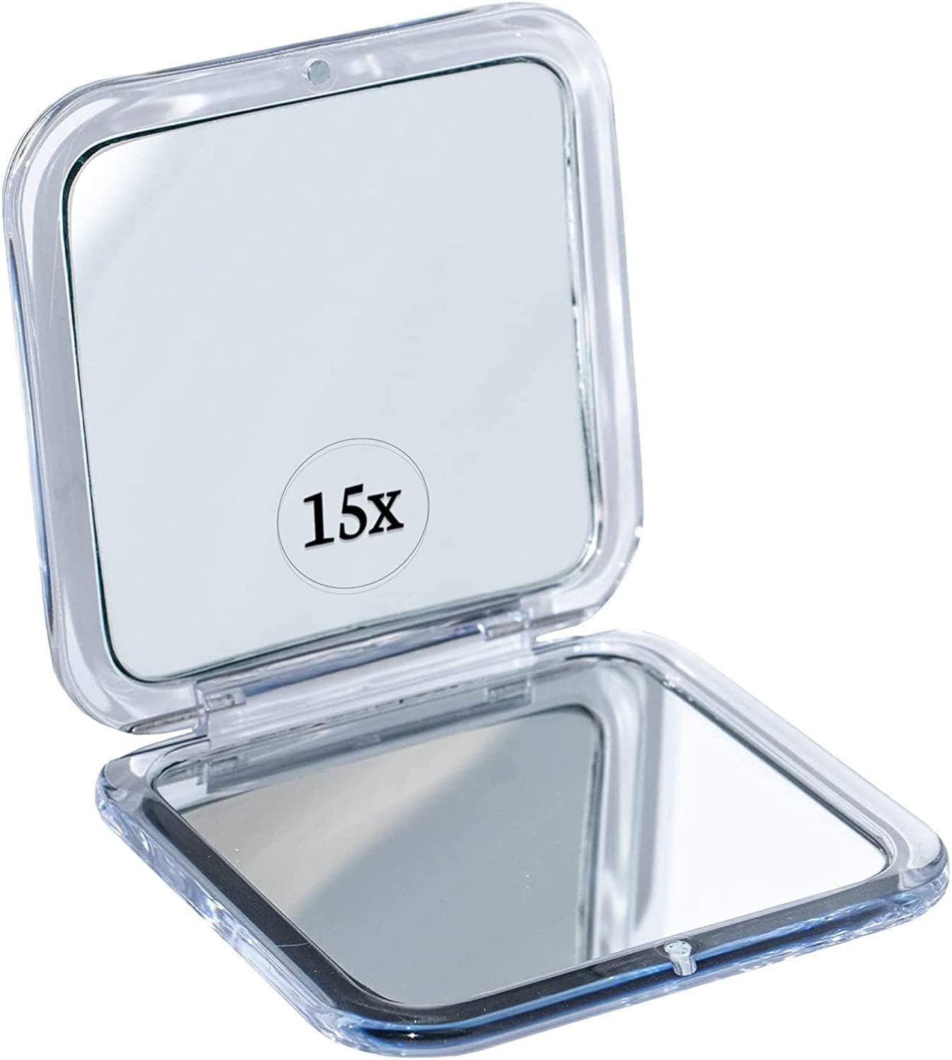 Mirrorvana Small Compact 15X Magnifying Mirror For Travel - Handheld, Foldable & Lightweight - Mini Pocket-Sized Magnified Mirro