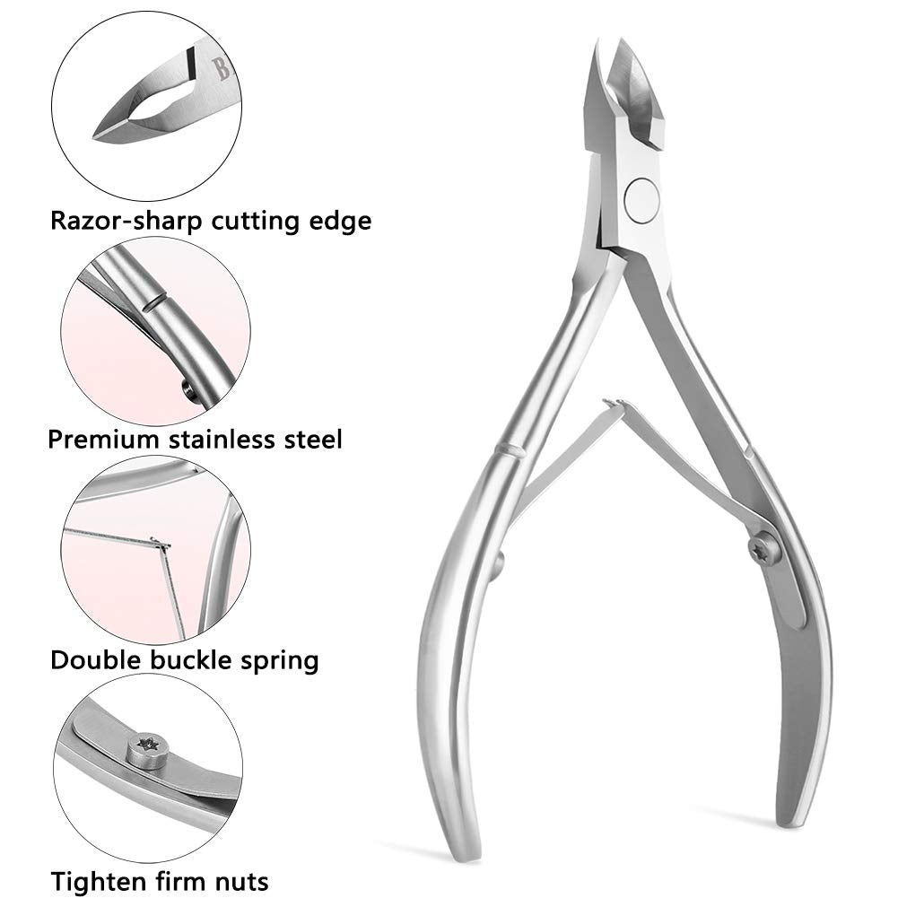 Bezox Cuticle Clippers - Stainless Steel Professional Cuticle Cutter Cuticle Trimmers - Full Jaw Manicure Hangnail Clipper (6Mm