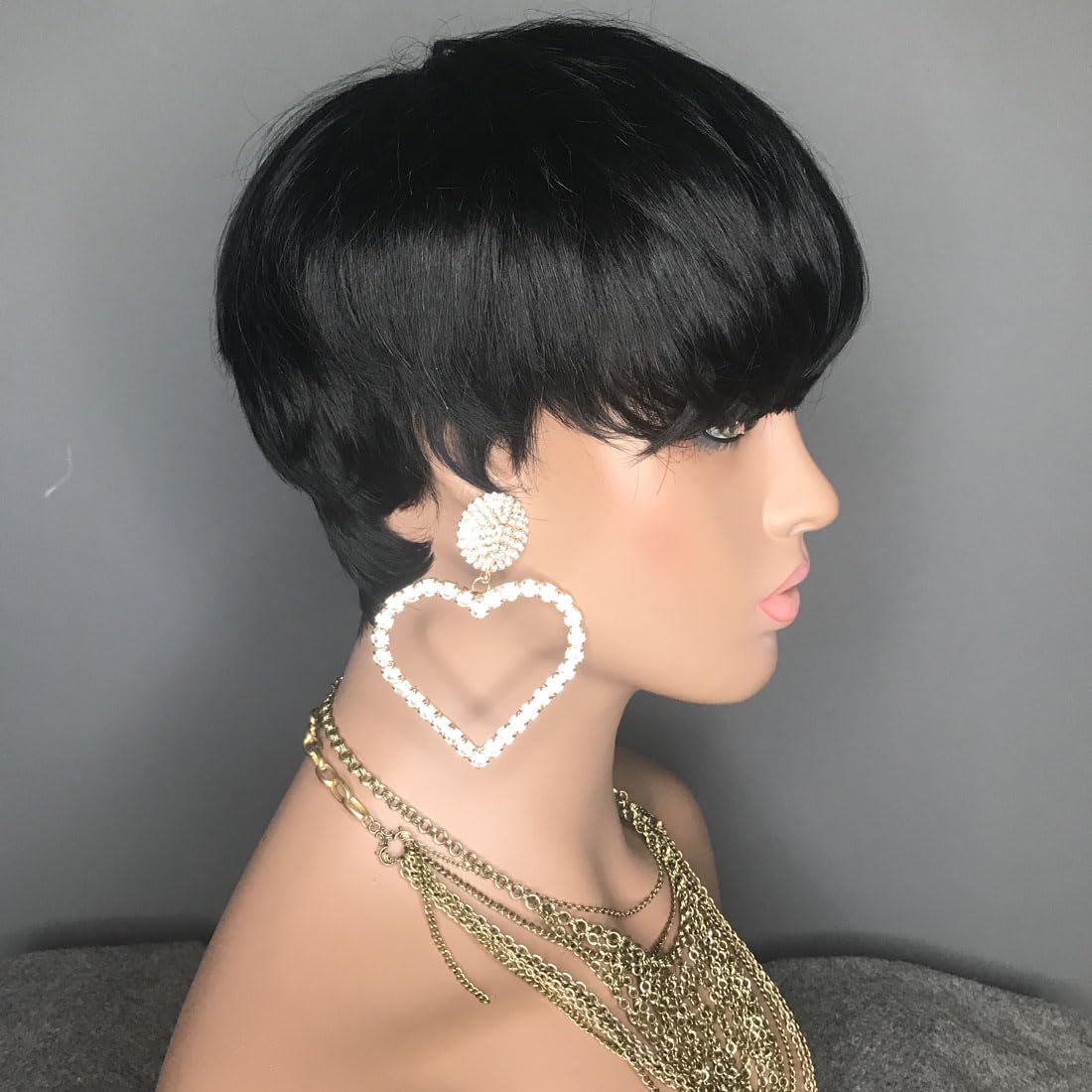 Hotkis Short Pixie Cut Wig Human Hair Short Wigs Human Hair For Black Women Short Straight Pixie Cut Human Hair Wigs With Neat B