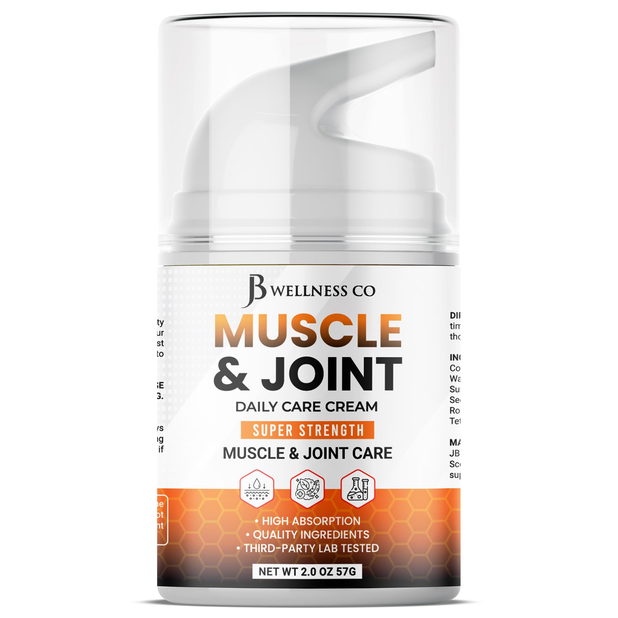 JB Wellness Co MSM Cream with Vitamin B6 - Topical MSM Moisturizer & Boswellia - Non-Greasy 2oz Cream