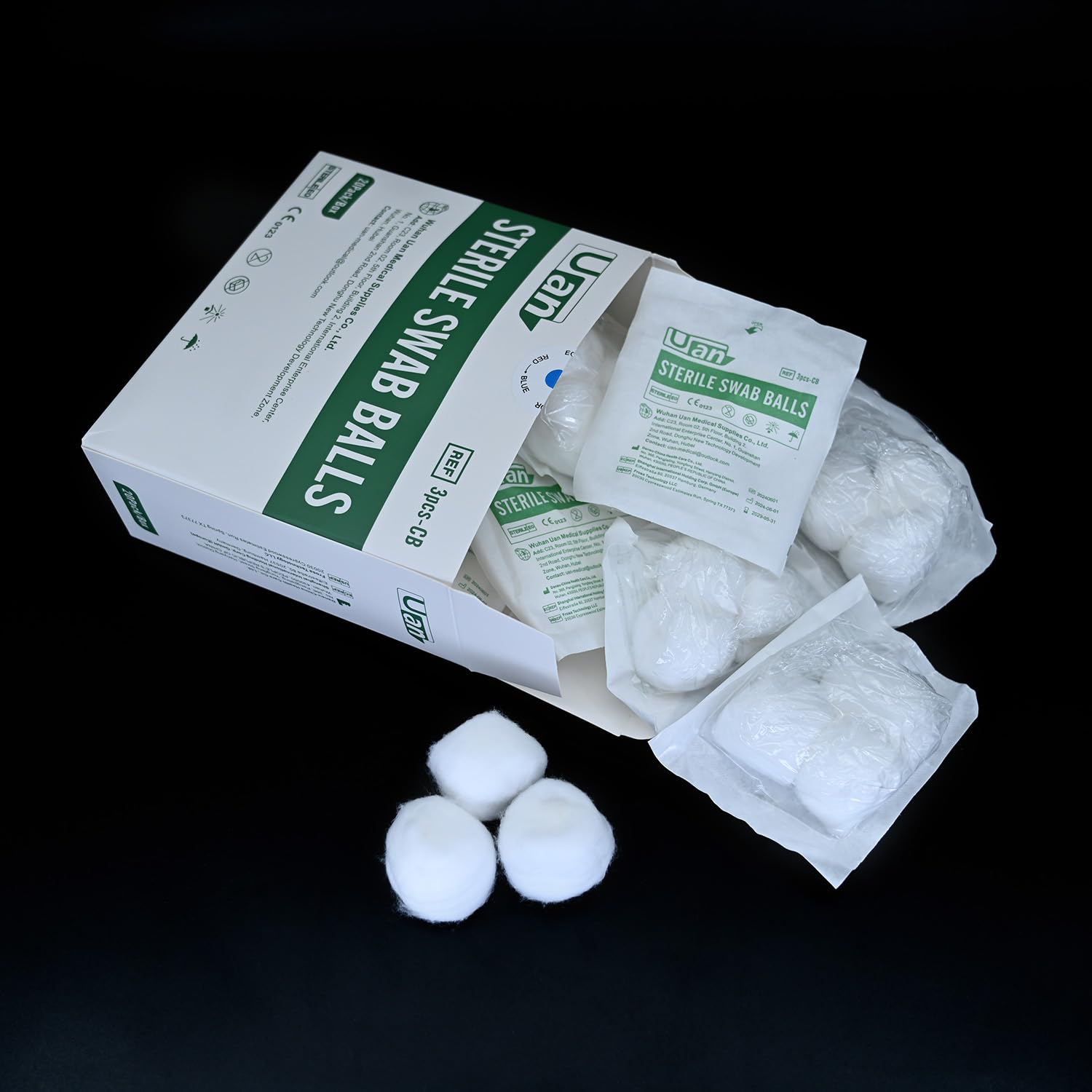 Medical Cotton Balls - Sterile Cotton Ball for Medical Use, 100% Cotton Sterile (3balls/Pack; 20pack/Box)