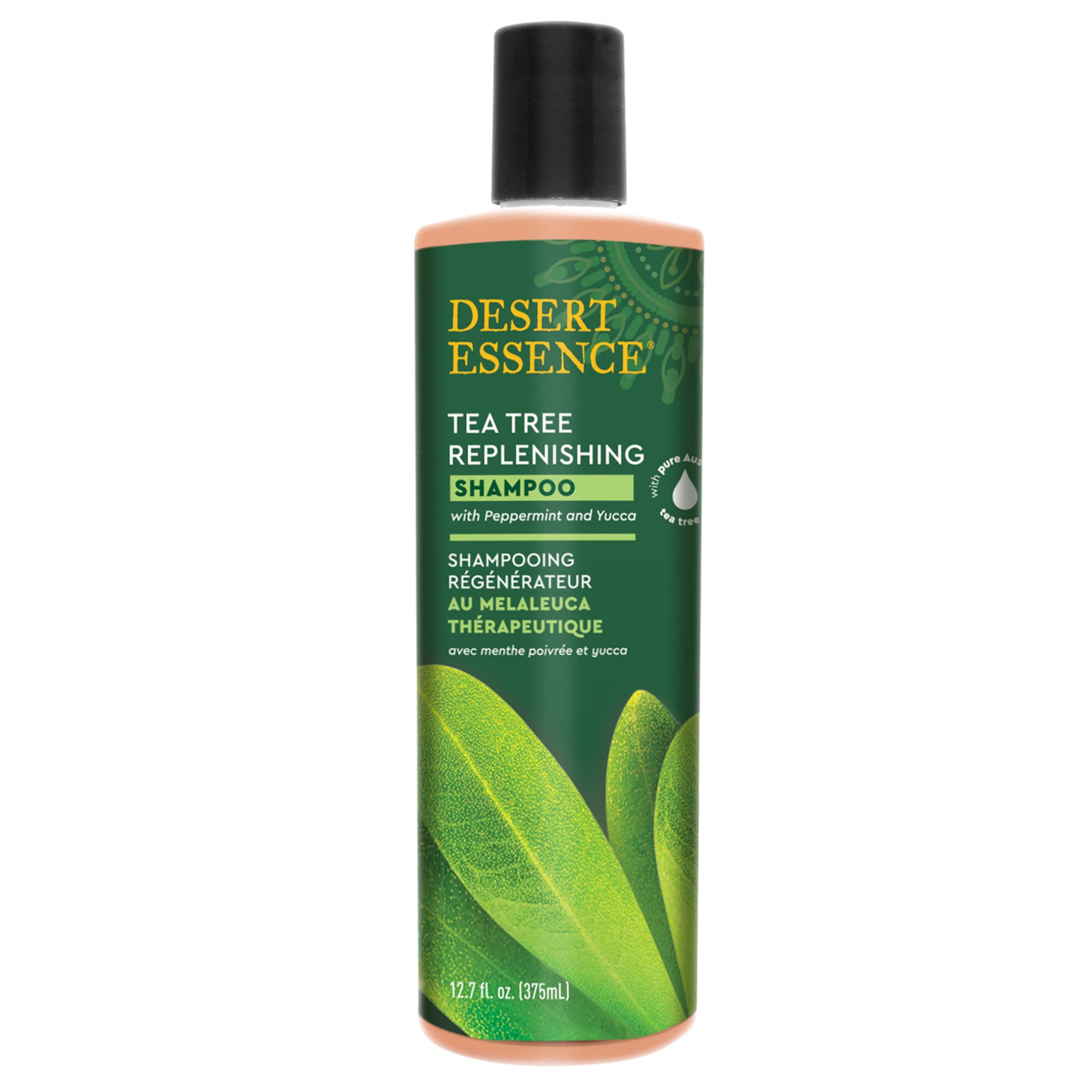 Desert Essence Tea Tree Oil Replenishing Shampoo, 12.7 fl oz, Gluten Free, Vegetarian, Non-GMO, Paraben Free - Moisture Replenis