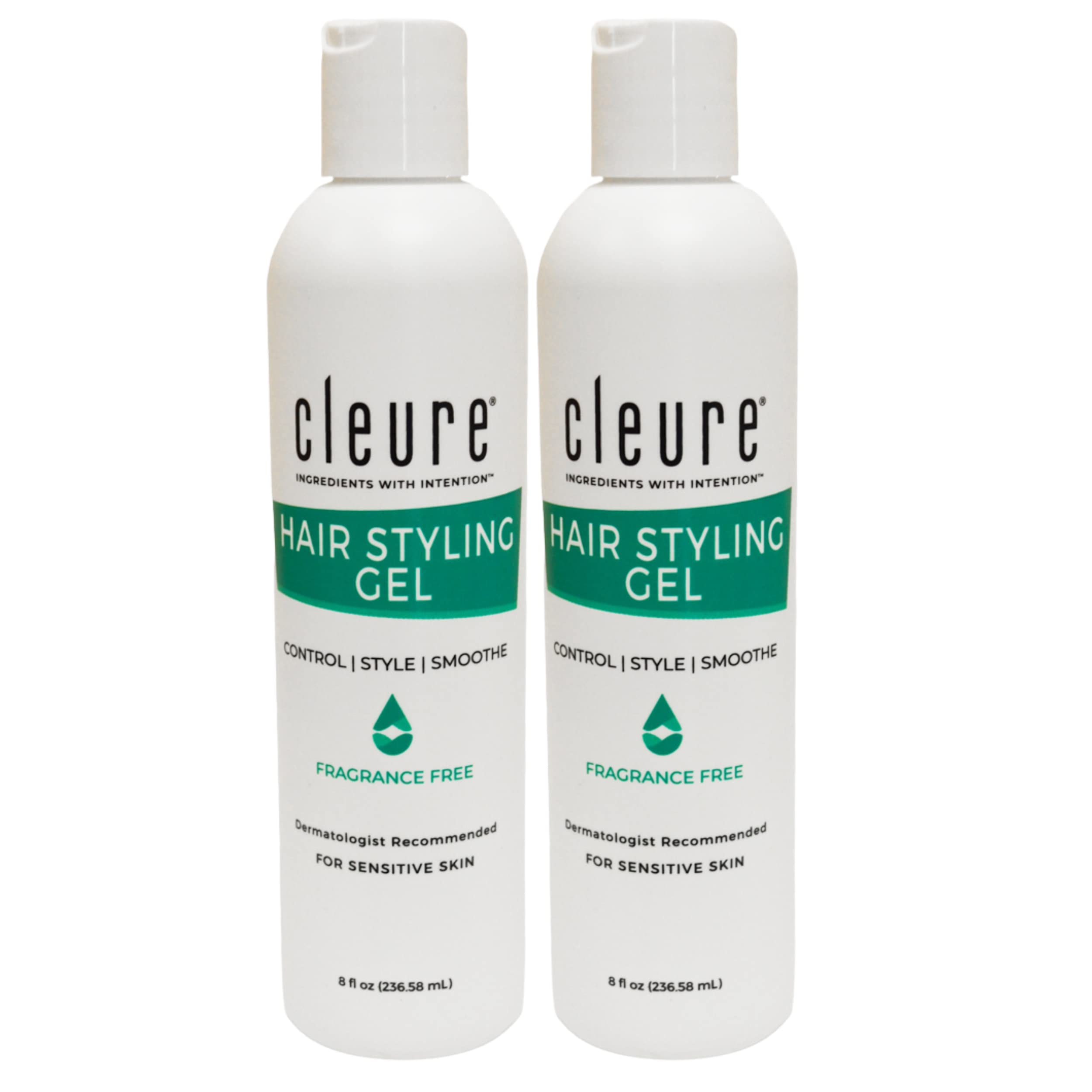 Cleure Lightweight Hair Styling Gel - Hypoallergenic, Fragrance Free for Edge Control to Tame Frizz with Medium Hold (8 fl oz, P