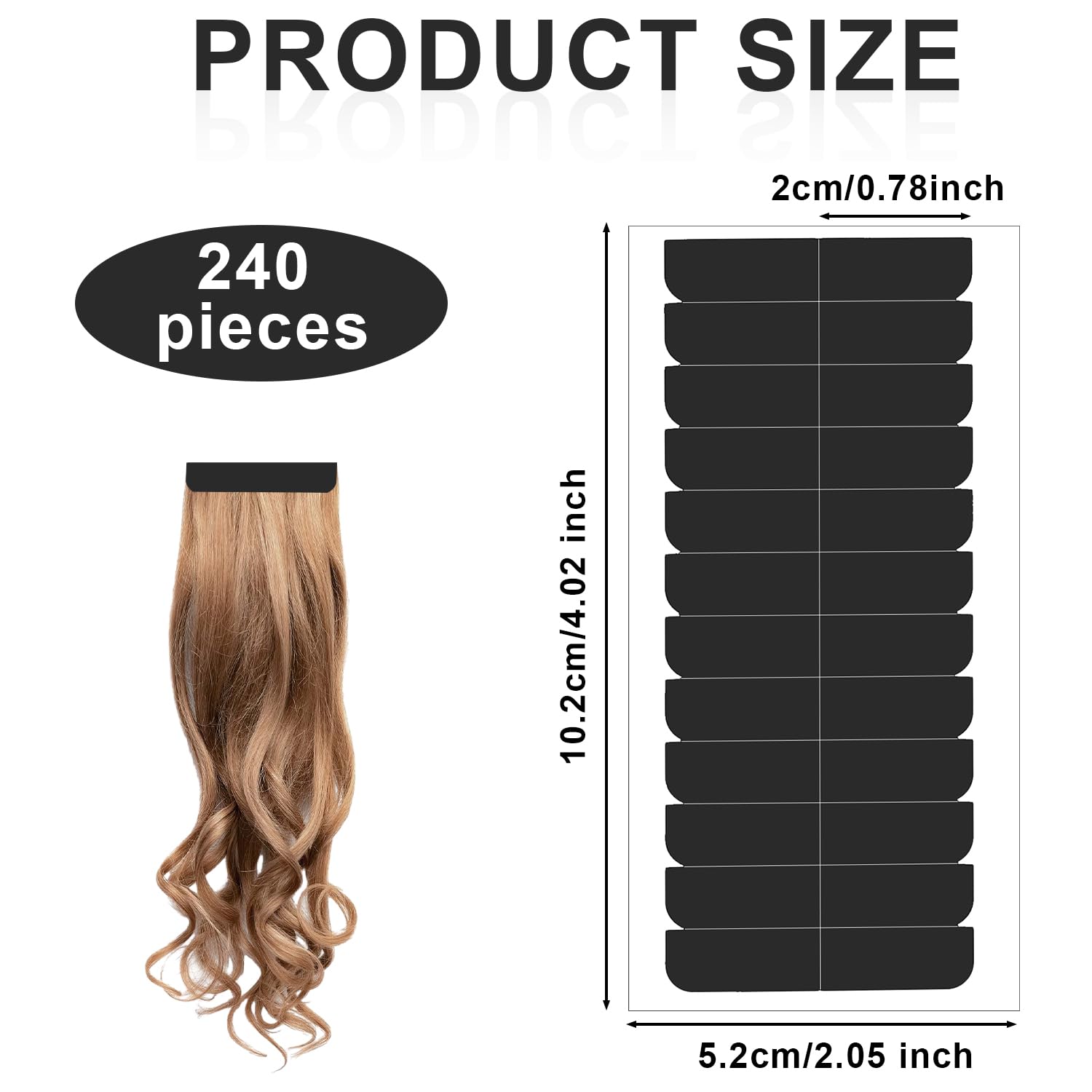 Nqeuepn 240Pcs Hair Extension Tape, Hair Replacement Adhesive Tape Double Sided Tape In Extension Tape Hair Extension Tabs Wig T