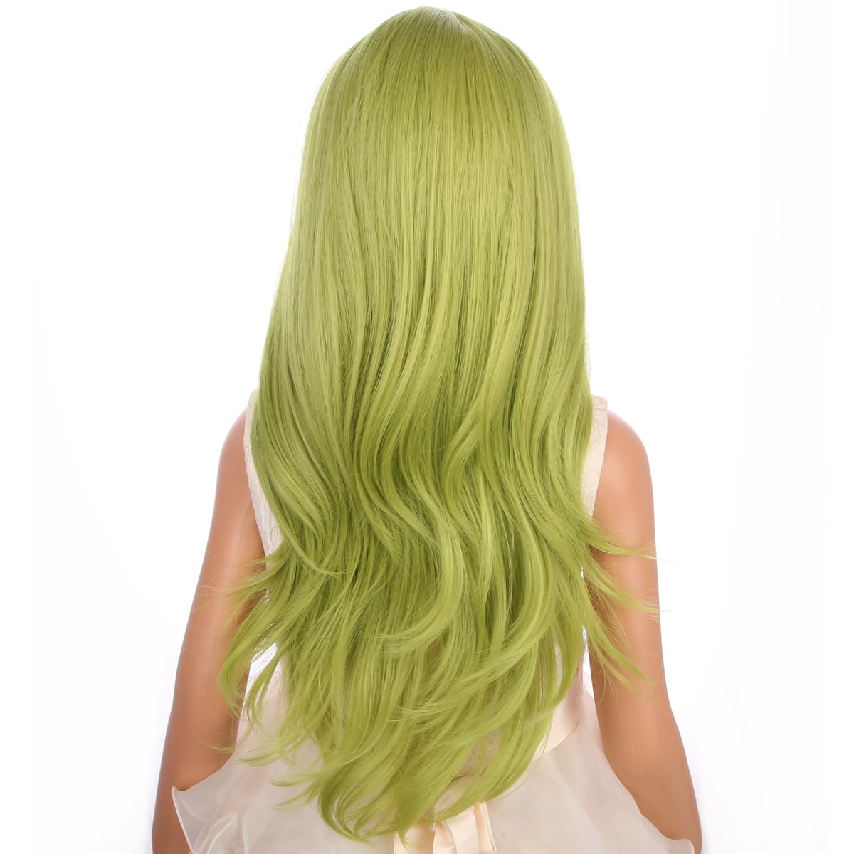 Pattnium Kids Olive Green Wig Child Long Wavy Green Wig Matcha Green Wig Girls Middle Part Synthetic Wig With Wig Cap