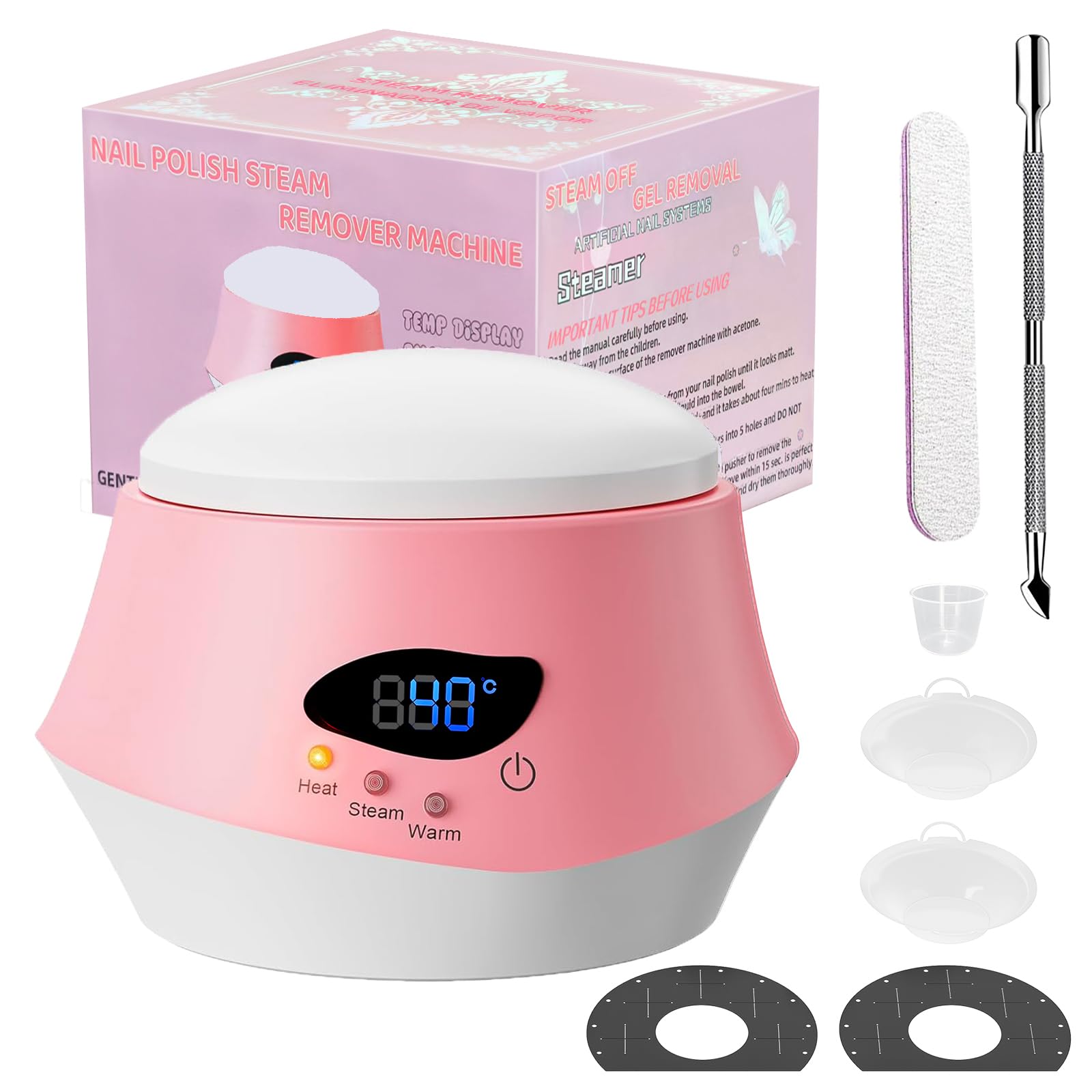 50W Nail Steamer Remover, Professional Bask La Steam Pro Gel Remover, Acetone-proof Gel Nail Polish Remover Machine for Salon an