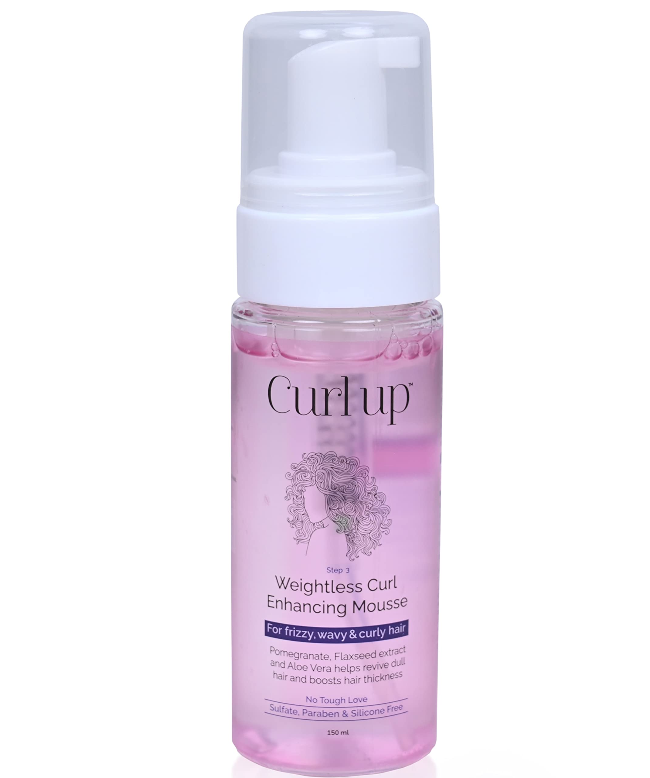Curl Up Weightless Curl Enhancing Mousse | Frizzy, Wavy & Curly Hair Mousse | Light Weight Styler Defines Curls, Adds Shine And 