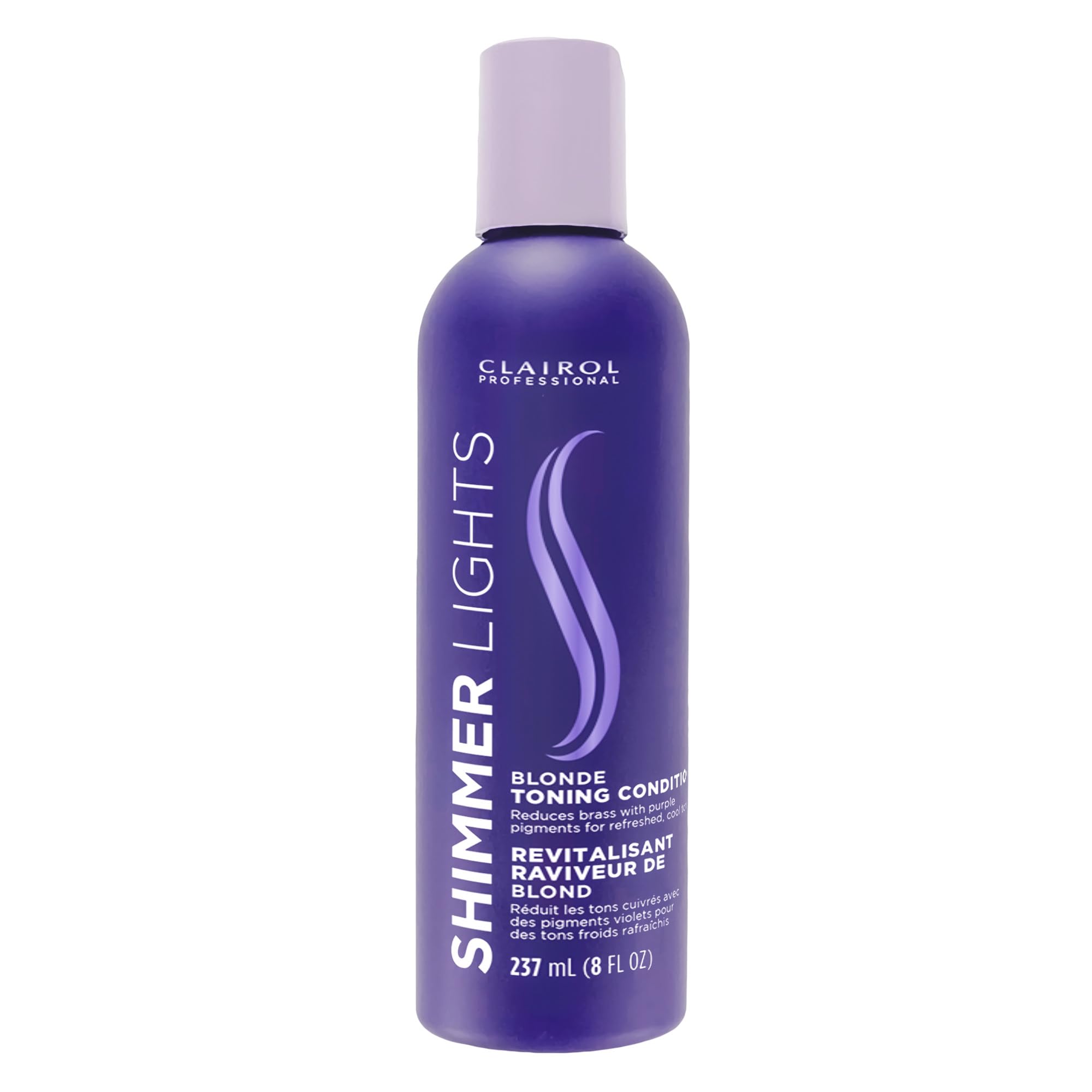 Clairol Professional Shimmer Lights Purple Conditioner, 8 fl. Oz Neutralizes Brass & Yellow Tones For Blonde, Silver, Gray & Hig