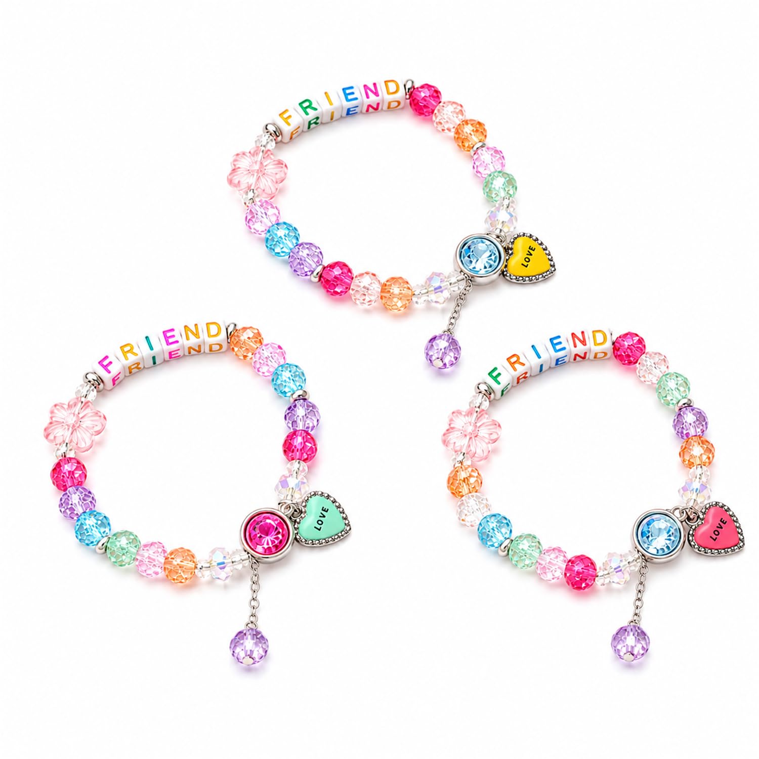 Aurie Colorful Heart Charm Friendship Day Bracelets For Kids, Boys & Girls | Adjustable Heart Charm Friendship Band | Cute Brace