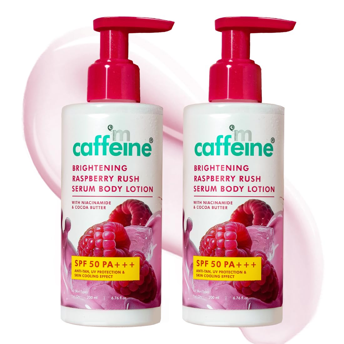Mcaffeine Brightening Spf 50 Pa+++ Body Sunscreen Lotion | Instant Cooling, DeTan Body Lotion With Vitamin C Rich Raspberries &