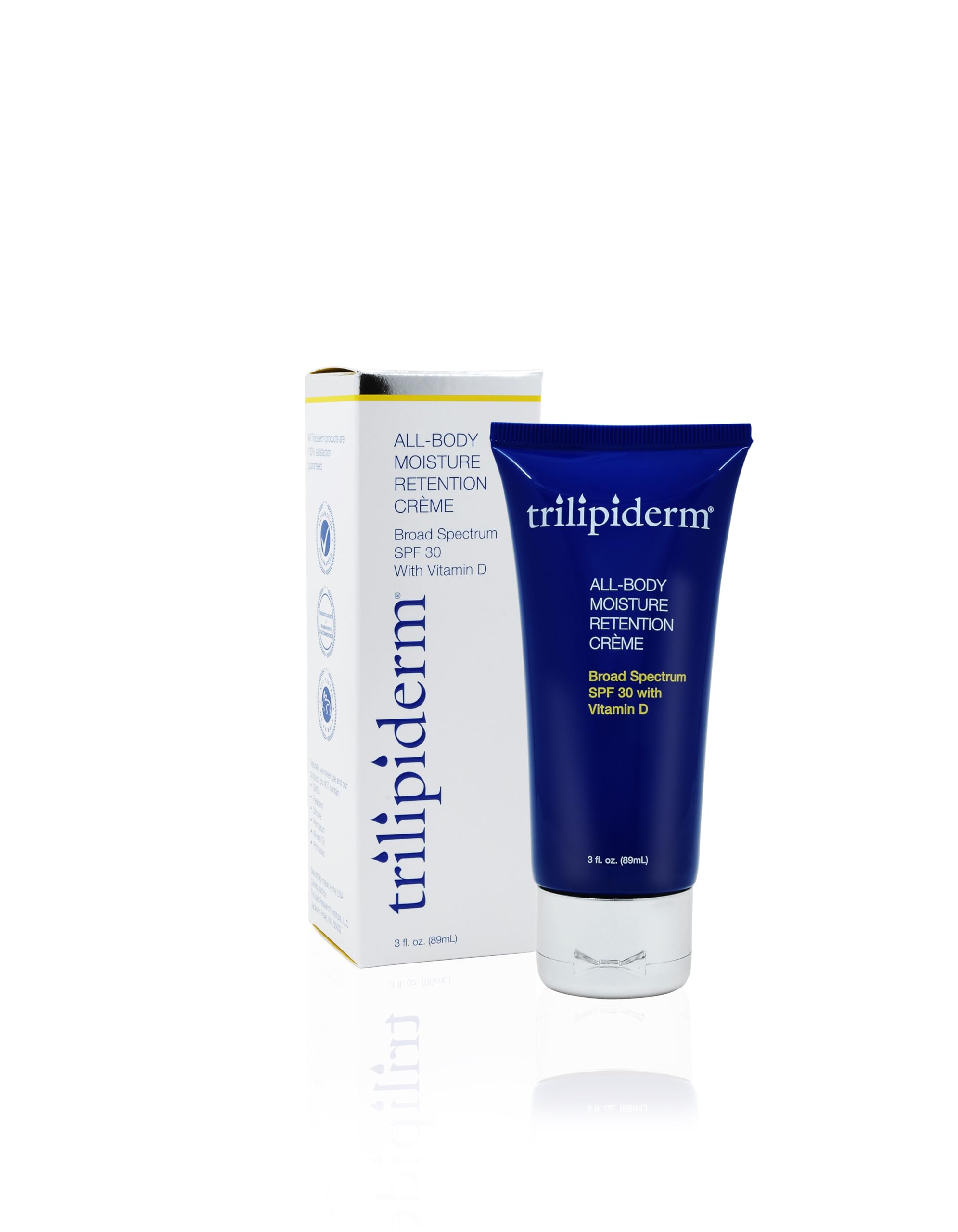 Trilipiderm All-Body Moisture Retention Crme with SPF 30, Vitamin D - 3oz Travel Size Sunscreen