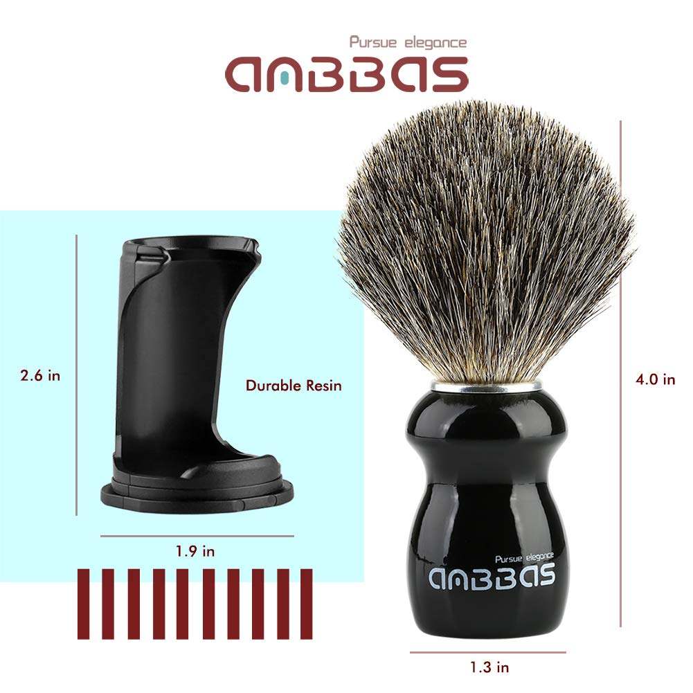 Badger Shaving Brush Holder Set,Wooden Handle Shave Brush,Contracted Design Resin Shaving Stand,2Pcs Traditional Shaving Kit For