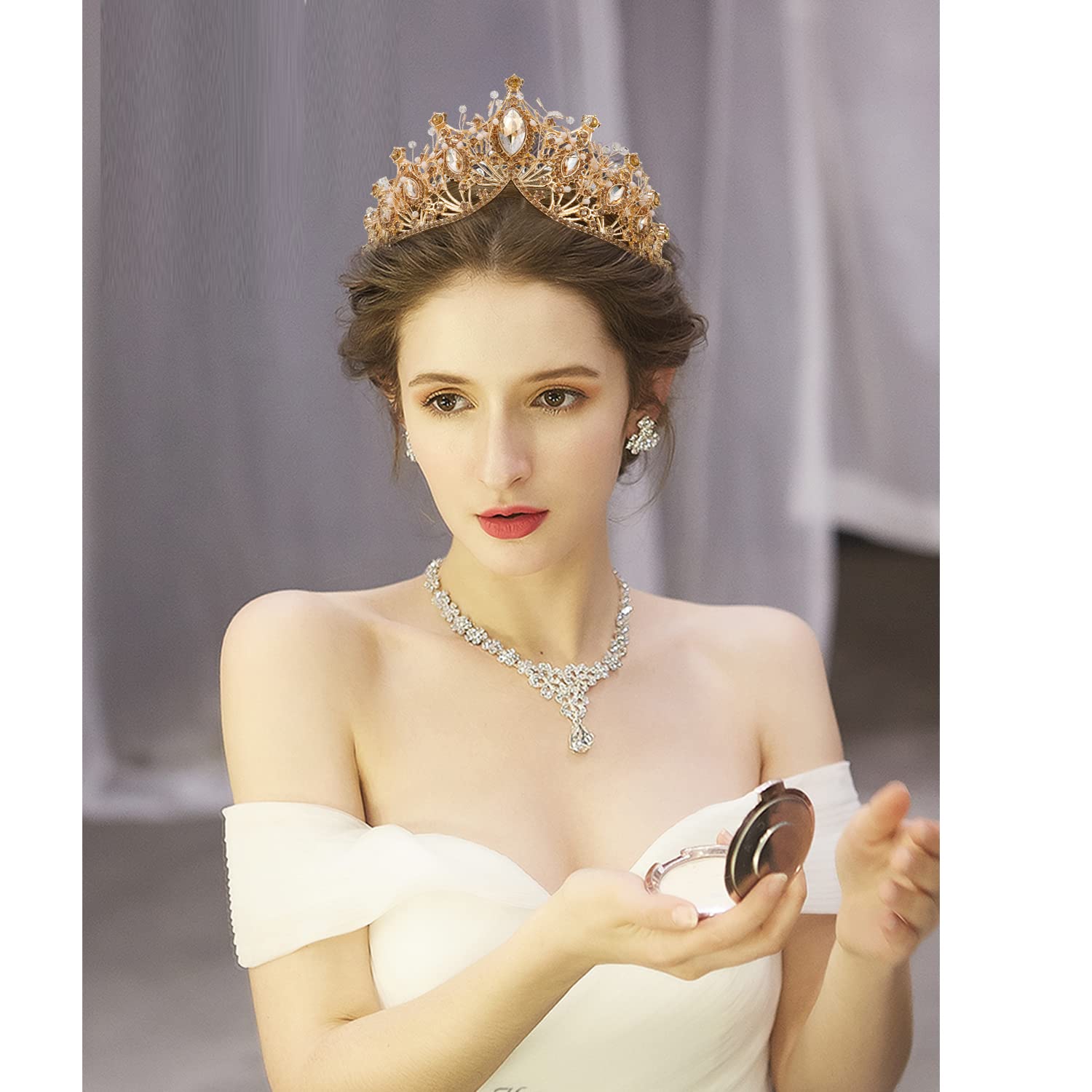 COCIDE Gold Crowns for Women Crystal Tiara for Girl Rhinestones Hair Accessories for Wedding Bride Bridal Bridesmaids Birthday P