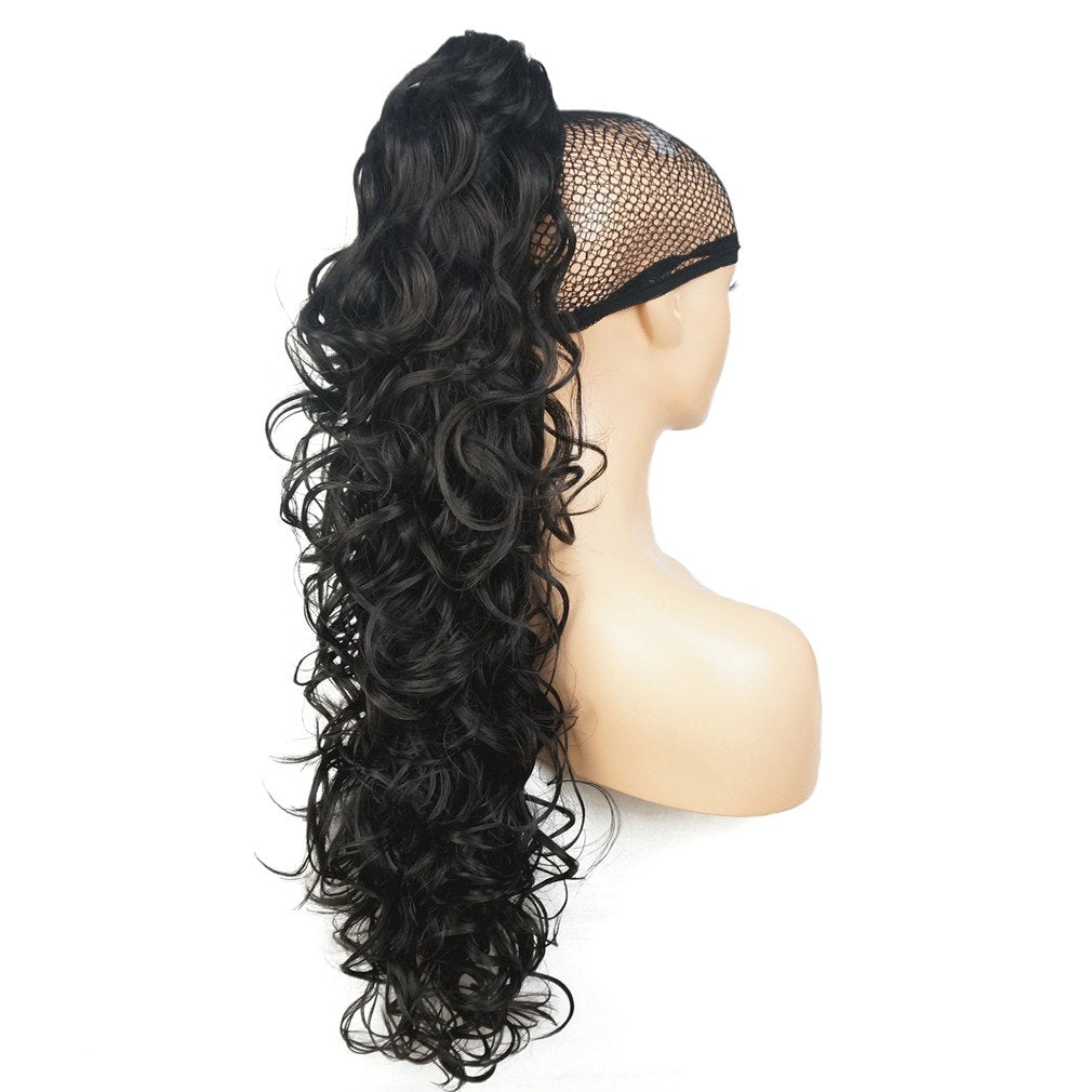 Lydell 30'' Long Curly Styled Clip In Claw Ponytail Hair Extension Synthetic Hairpiece 280G With A Jaw/Claw Clip (Darkest Brown)