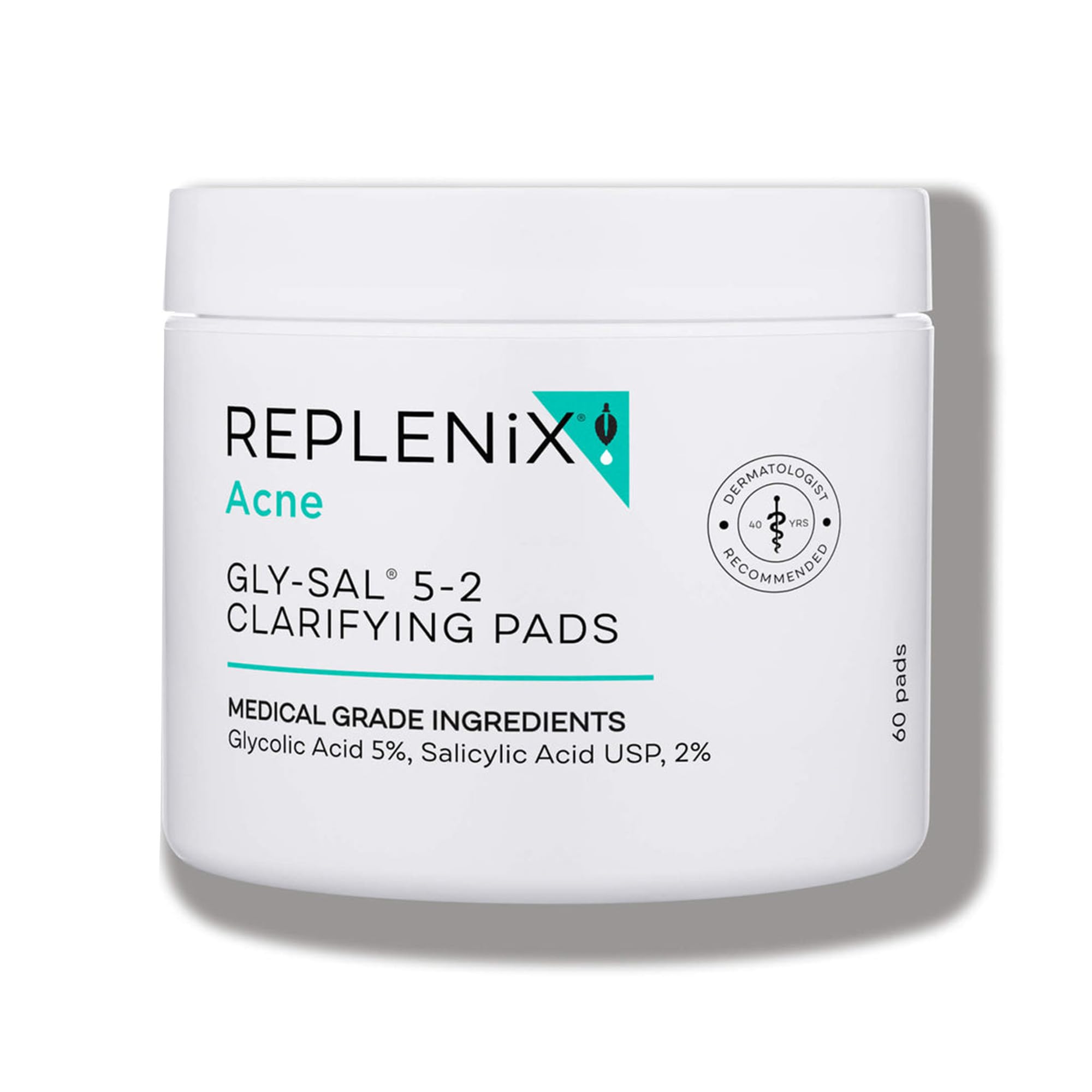 Replenix Gly-Sal 5-2 Clarifying Pads, Medical-Grade Exfoliating Cleansing Wipes For Acne-Prone Skin, Oil-Free Facial Treatment W