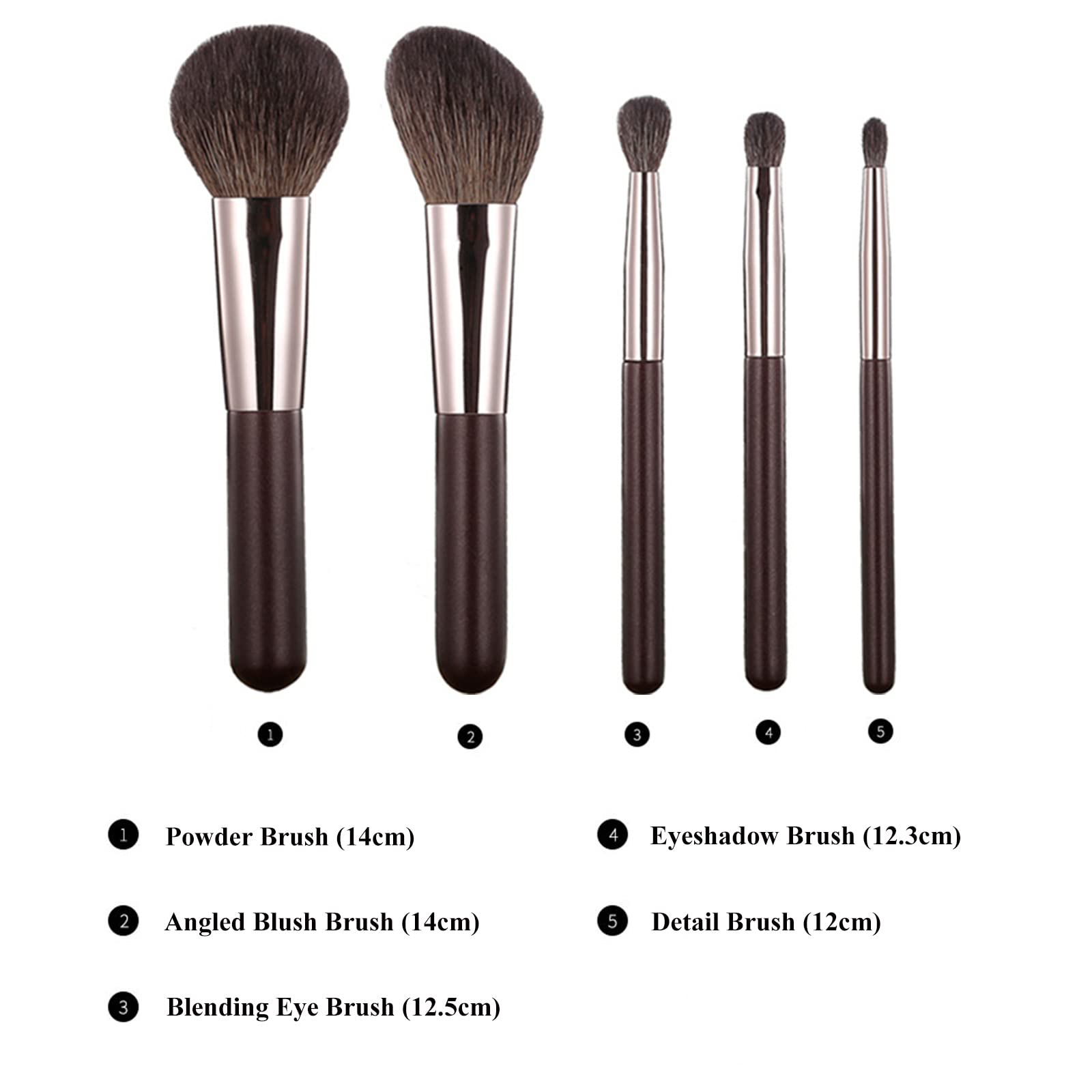 Kanviensl Travel Makeup Brushes Set W/Pouch, Portable 5Pcs Professional Mini Cosmetic Brushes Kit For Powder Blush Concealers Co