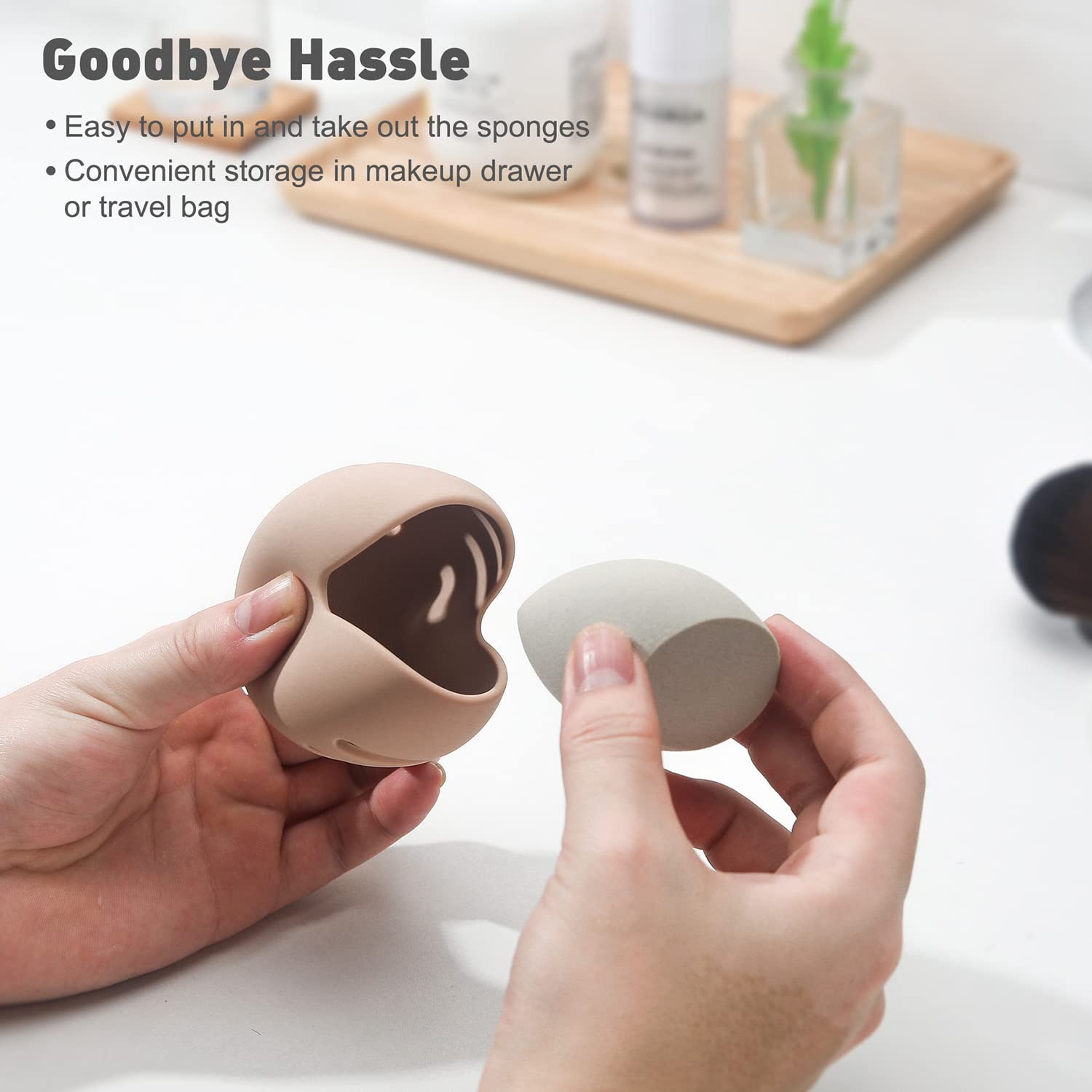 BEZOX Makeup Sponge with Holder, Non-Latex Face Blender with Case of Premium Silicone for Blending Liquid Foundations Cosmetics,