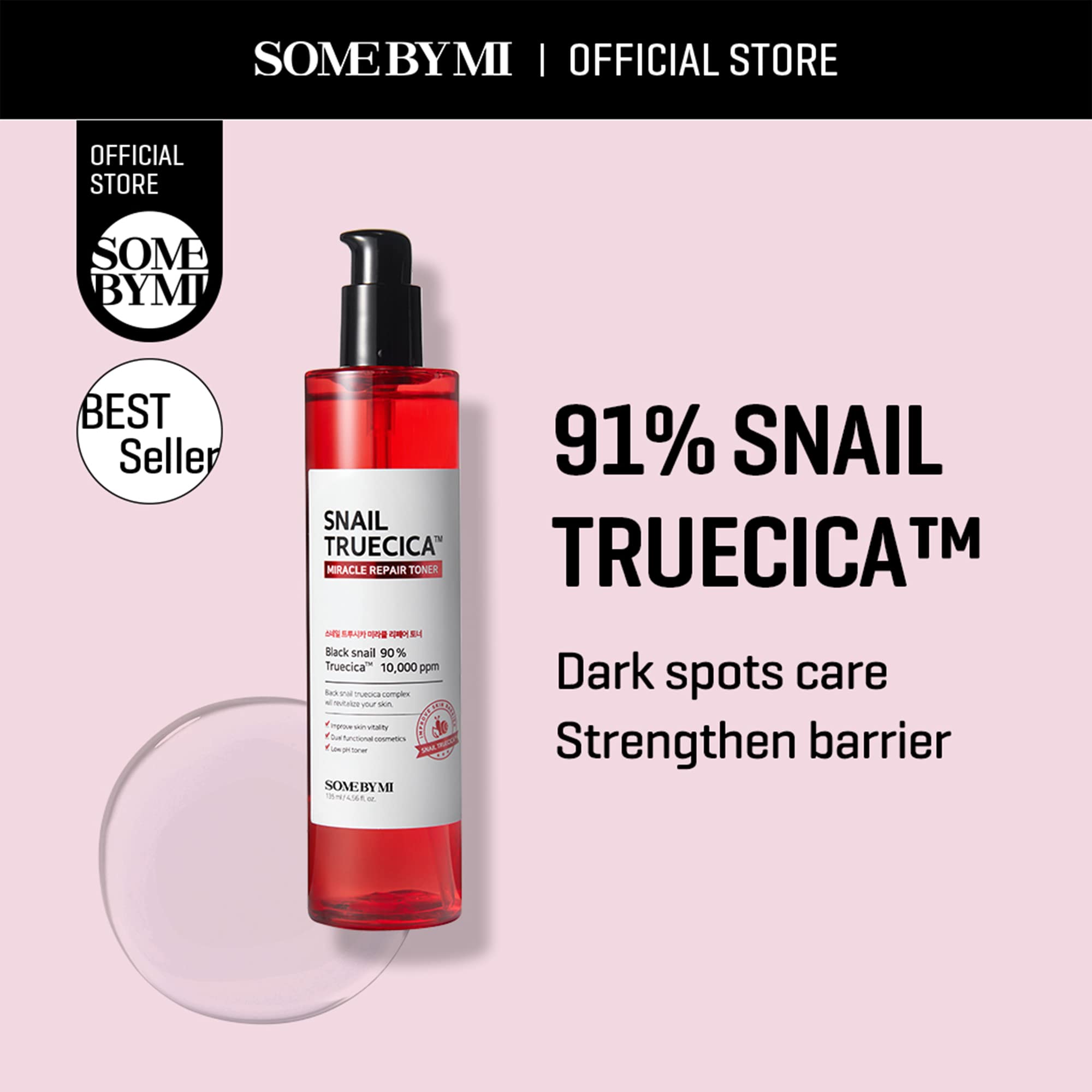 Some By Mi Snail Truecica Miracle Repair Toner - 4.6Oz, 135Ml - Made From Snail Mucin For Sensitive Skin - Daily Repair Face Ton