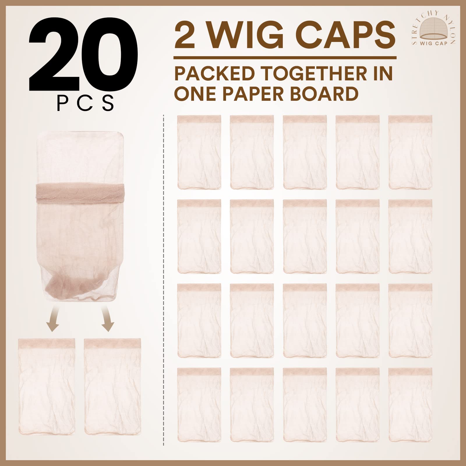 Teenitor 20Pcs Wig Caps, Stretchy Thin And Transparent Wig Cap, Breathable Wig Cap For Lace Front Wig, Invisible Stocking Caps F